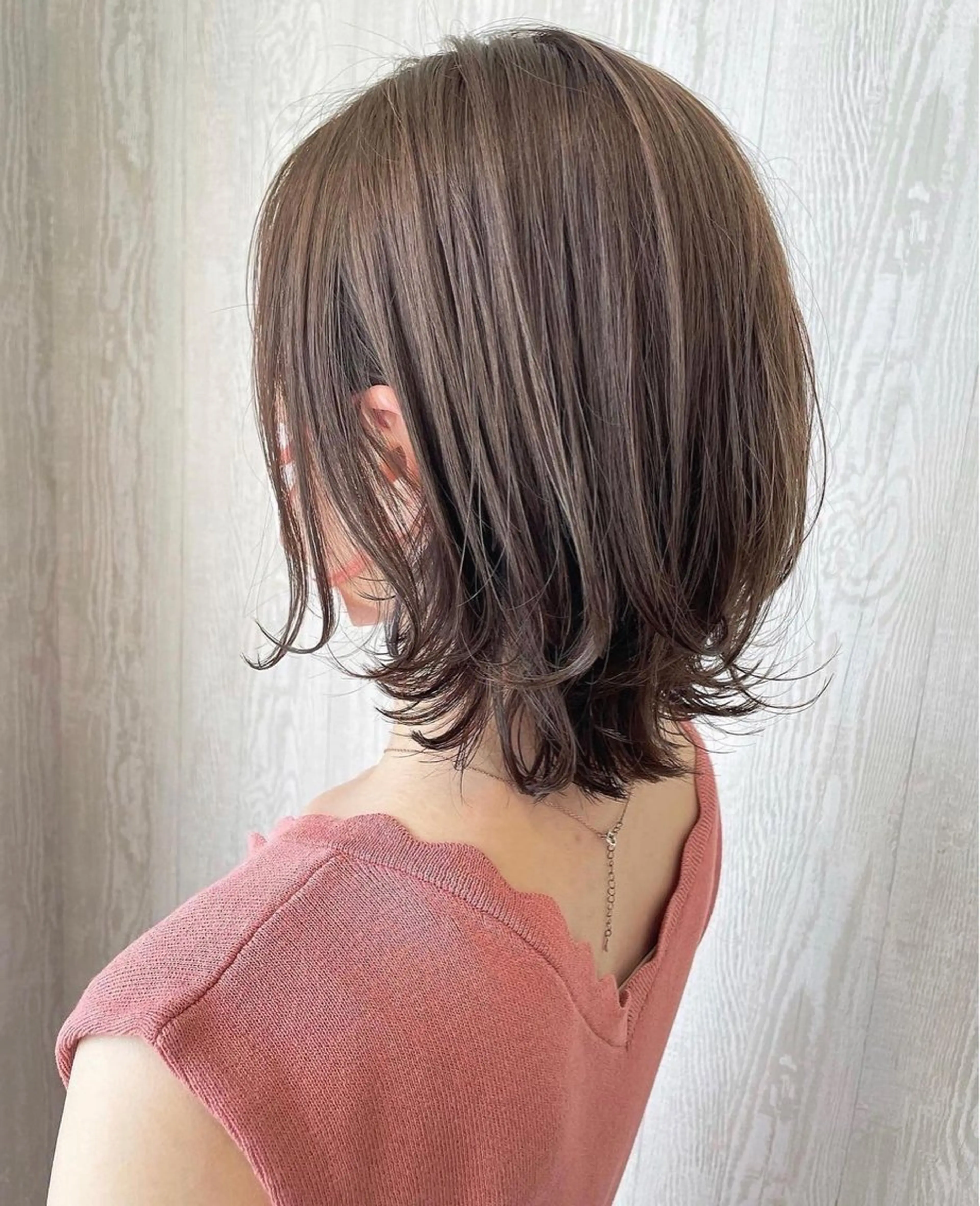 ミディアム カラー ボブレイヤー アッシュ ベージュカラー 透明感カラー ボブ カット ヘアカラー トリートメント 河合秀明/ショート /ボブ/レイヤーのヘアスタイル