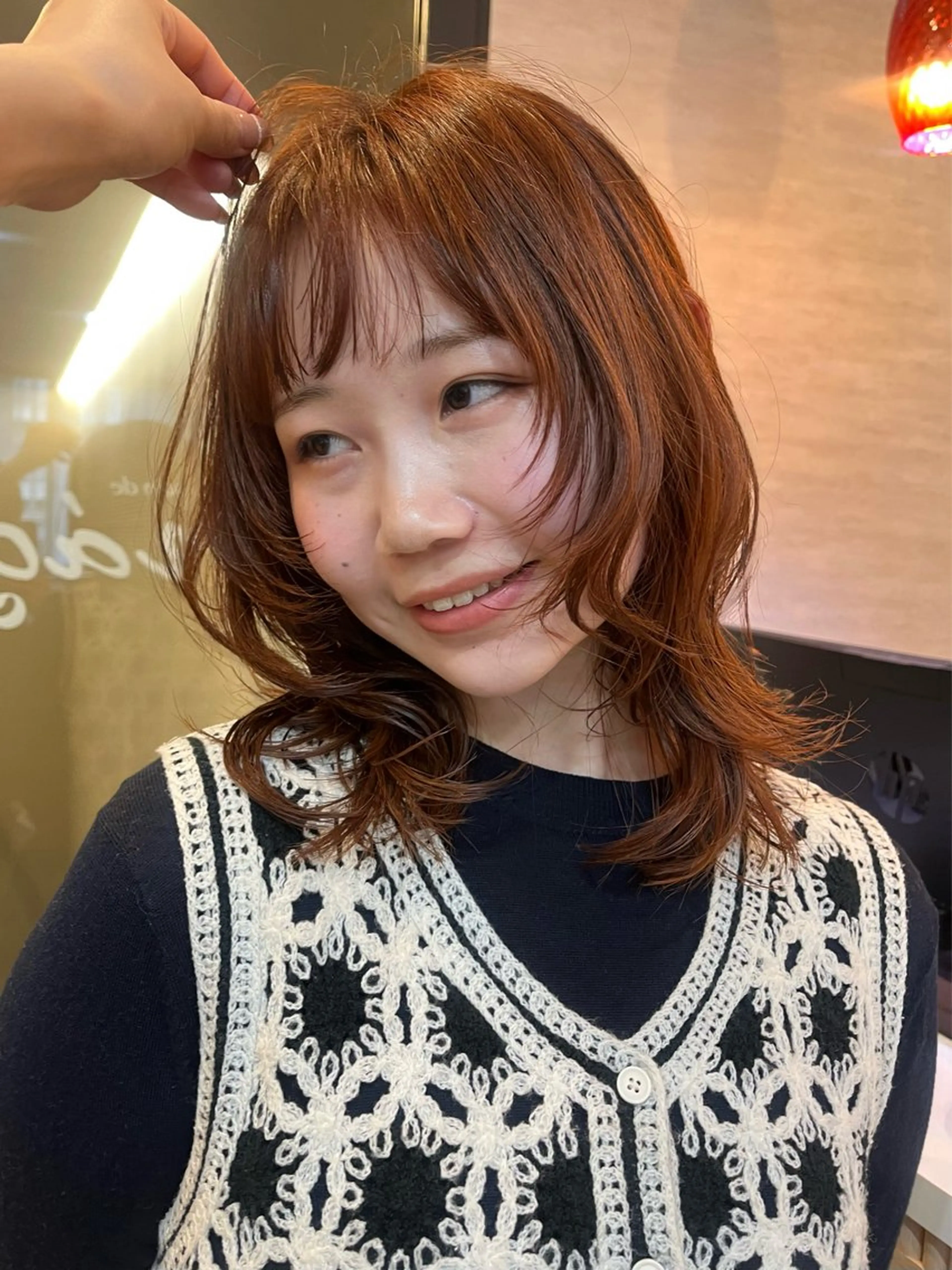 ミディアム レイヤー/暖色/ 髪質改善/永礼芳果のヘアスタイル