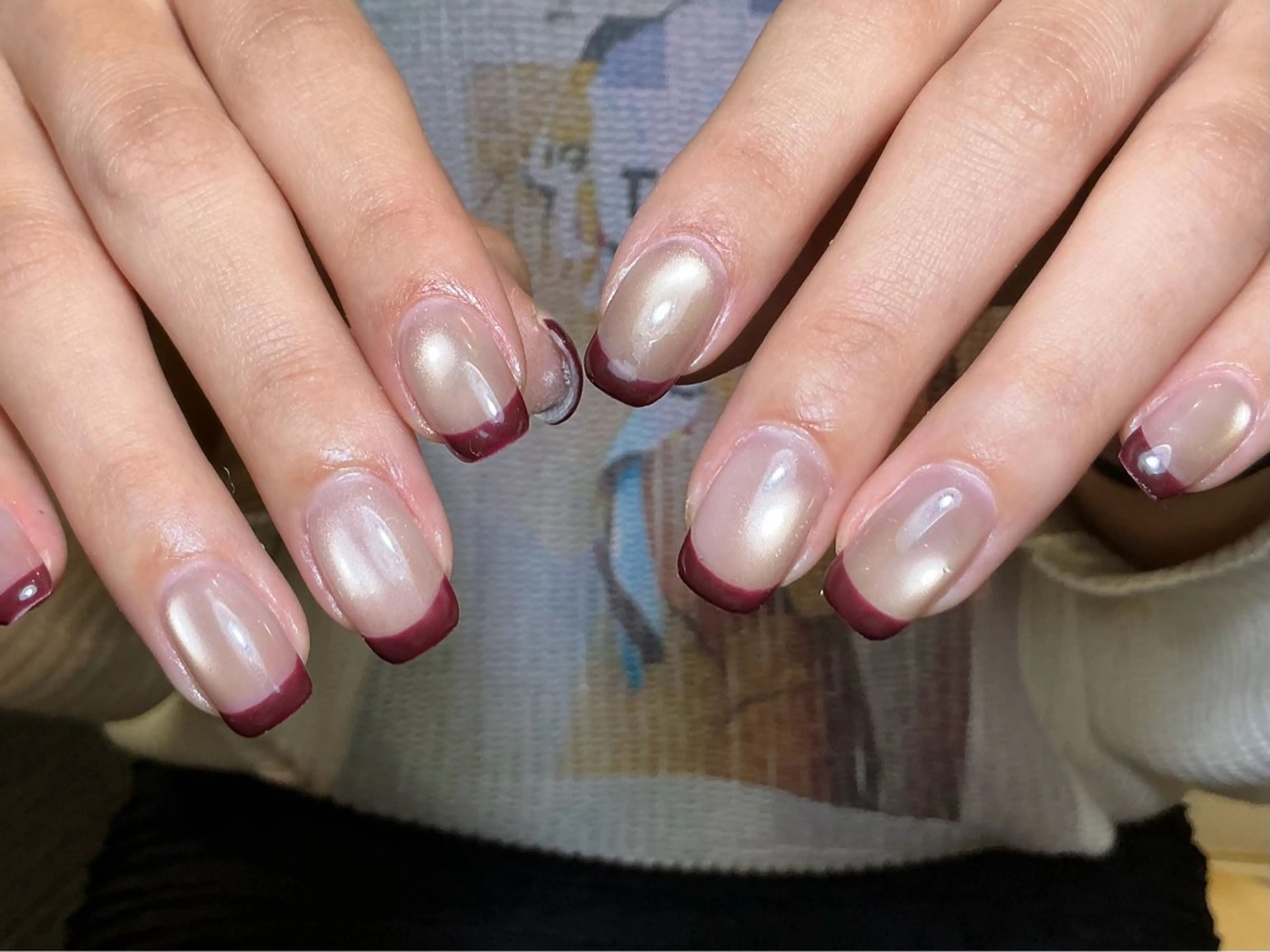 ネイル オーロラネイル チークネイル 長さ出し フットネイル フレンチネイル ハンドネイル ハンドケア J&C Nail Salon吉祥寺所属・YU KIのネイルデザイン