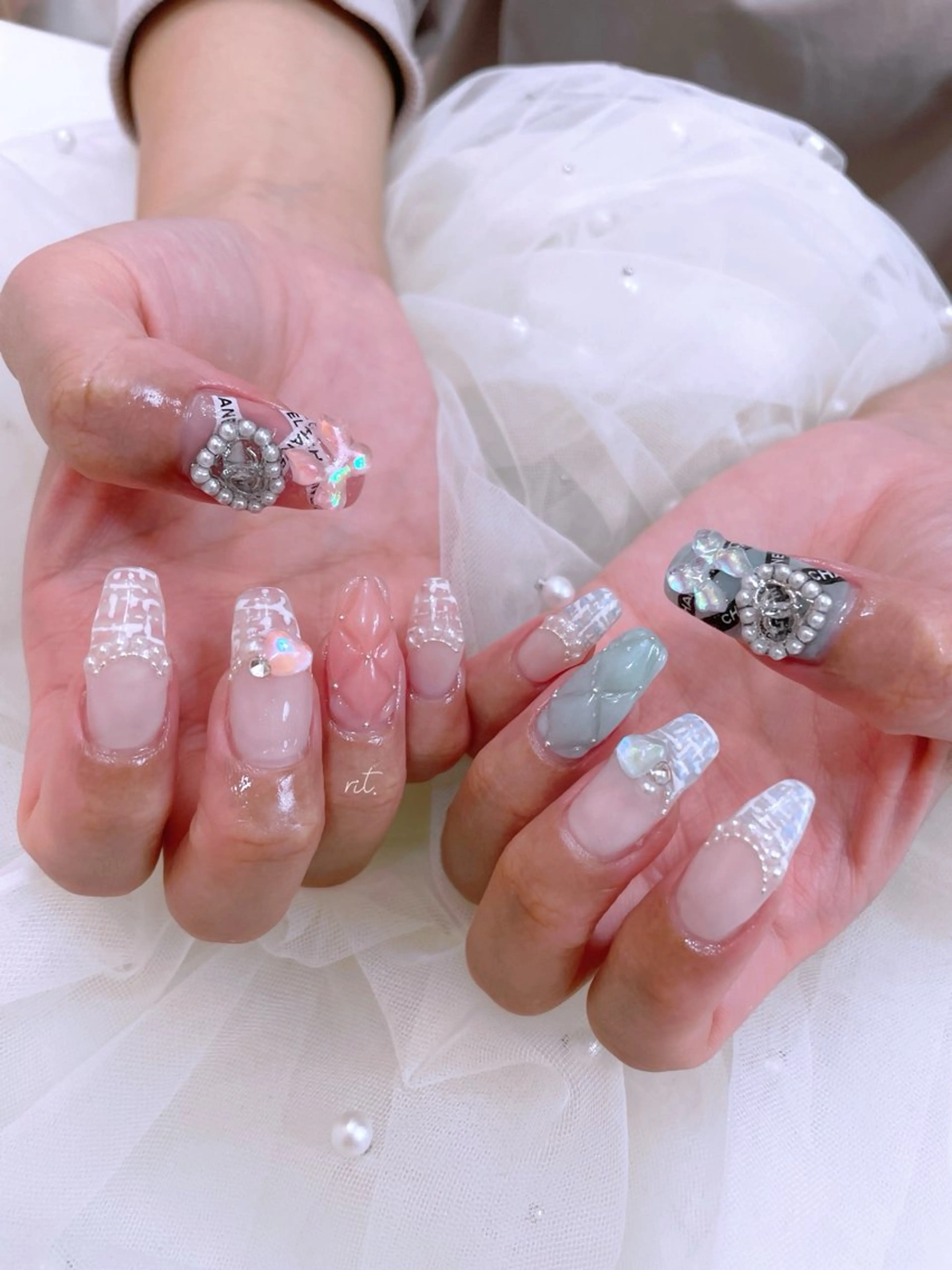 ネイル 韓国ネイル ツイードネイル ワンホンネイル ハンドネイル rit. _リットのネイルデザイン