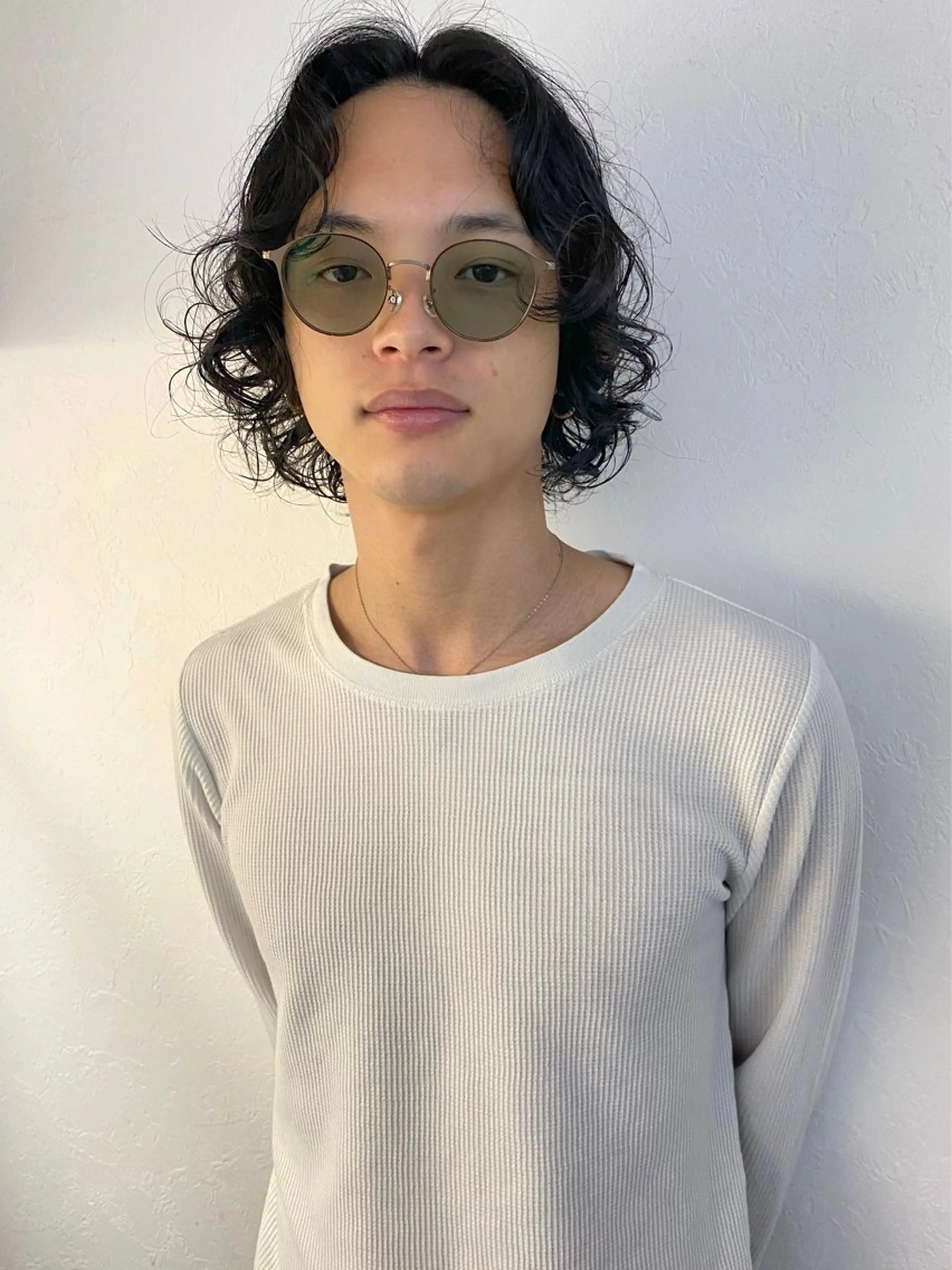 ミディアム パーマ メンズ 森貴裕/ベージュ/ パーマ/オリーブのヘアスタイル