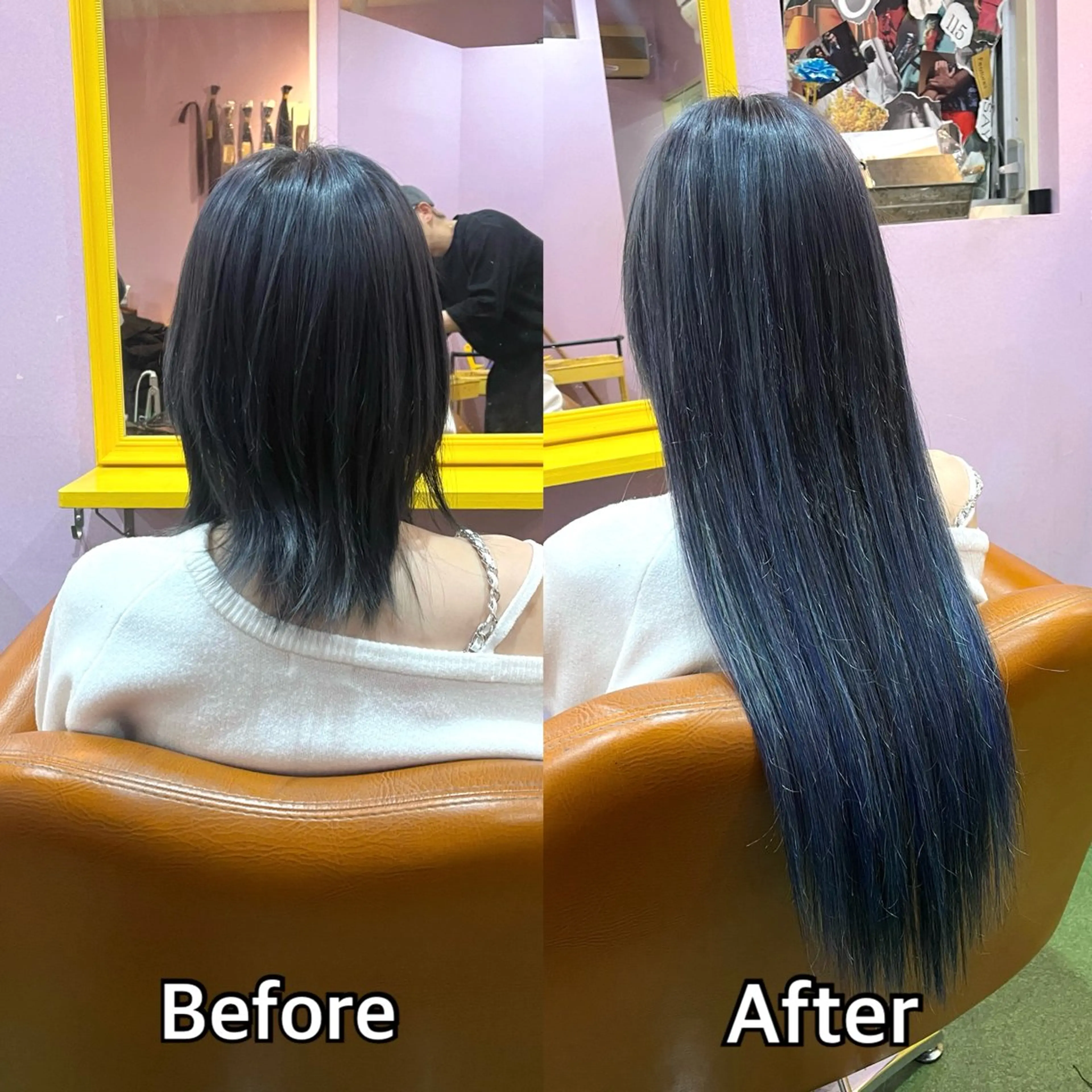 ロング エクステ シール＋ちび編み込み エクステ梅田🐨のヘアスタイル