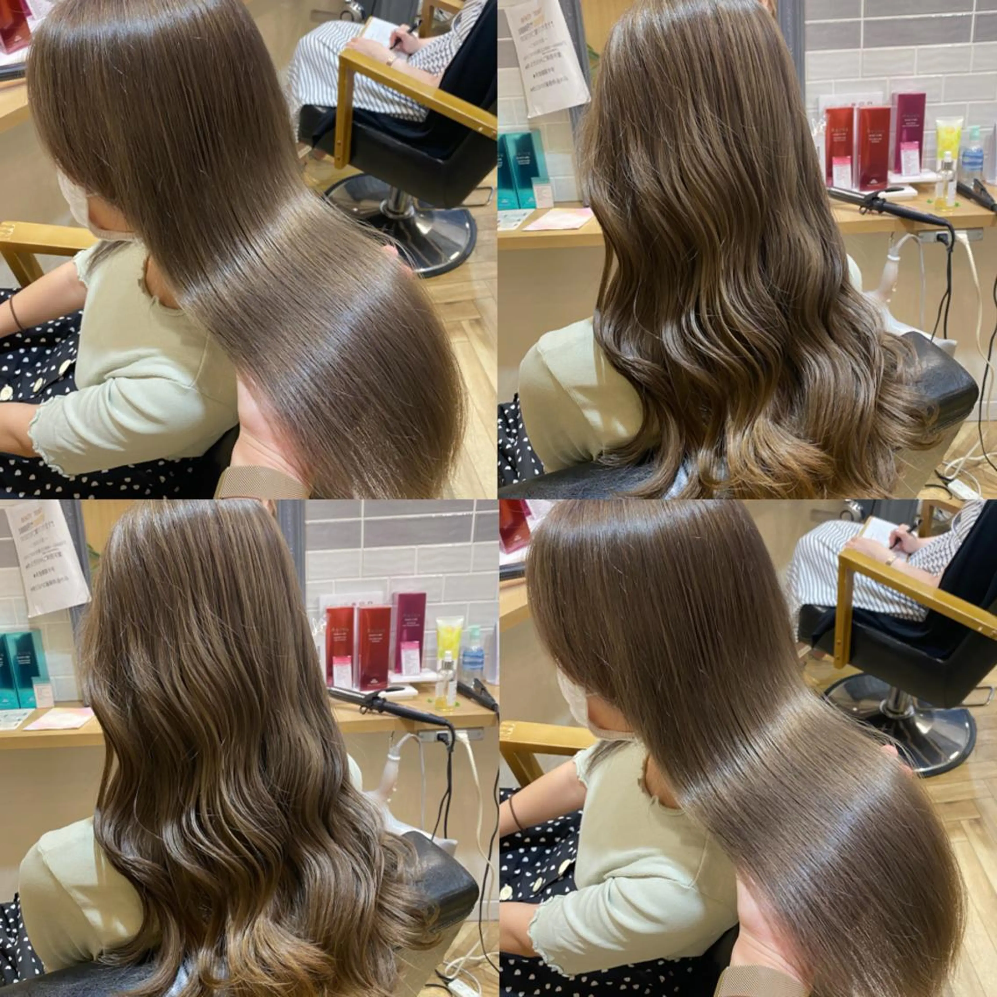 ロング カラー ブリーチ グレージュ ミルクティーグレージュ 艶カラー/韓国顔周り 🎀mamiのヘアスタイル