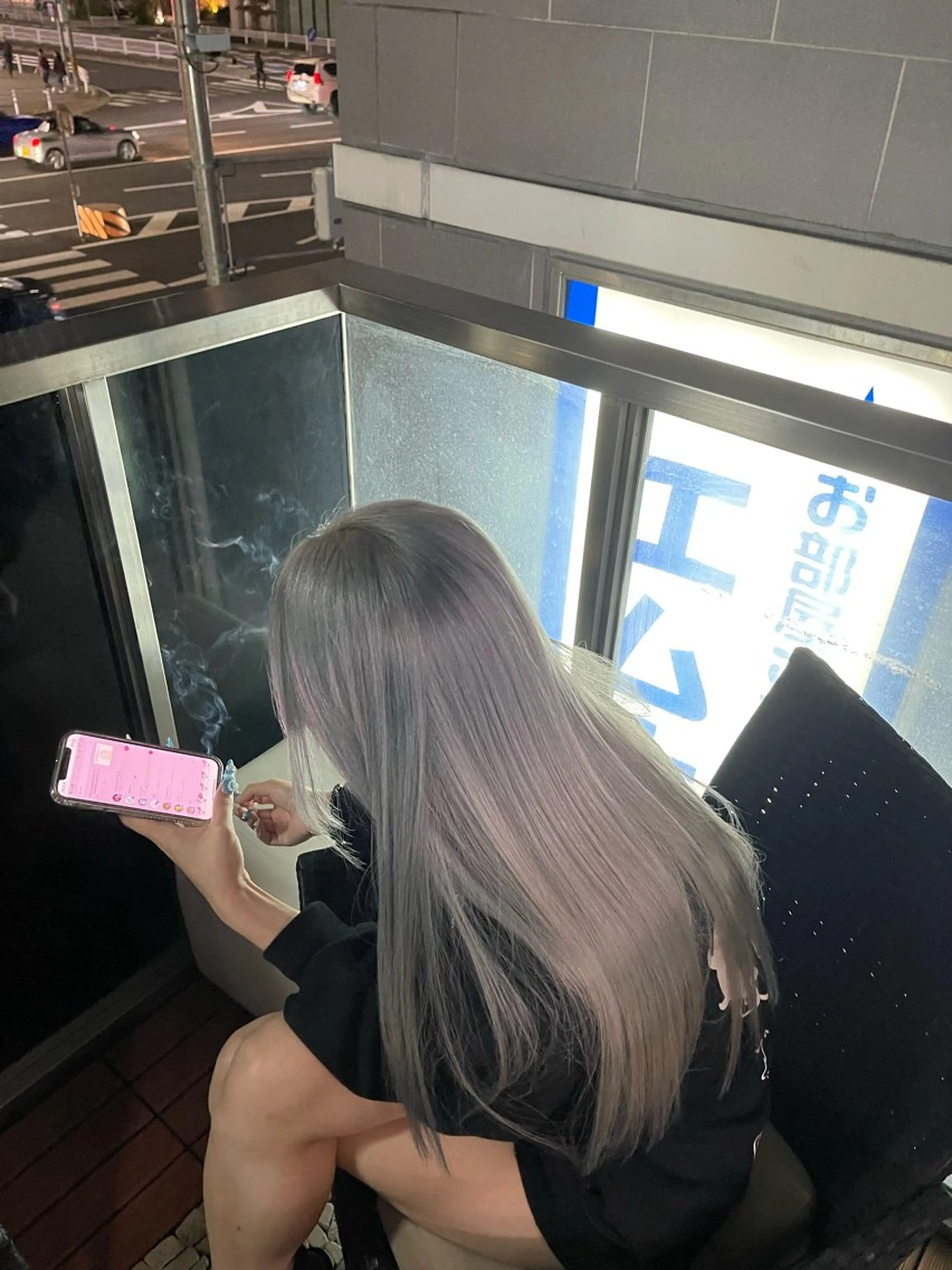 ロング カラー シルバー 髪質改善×艶カラー ANDIAMO 楓のヘアスタイル