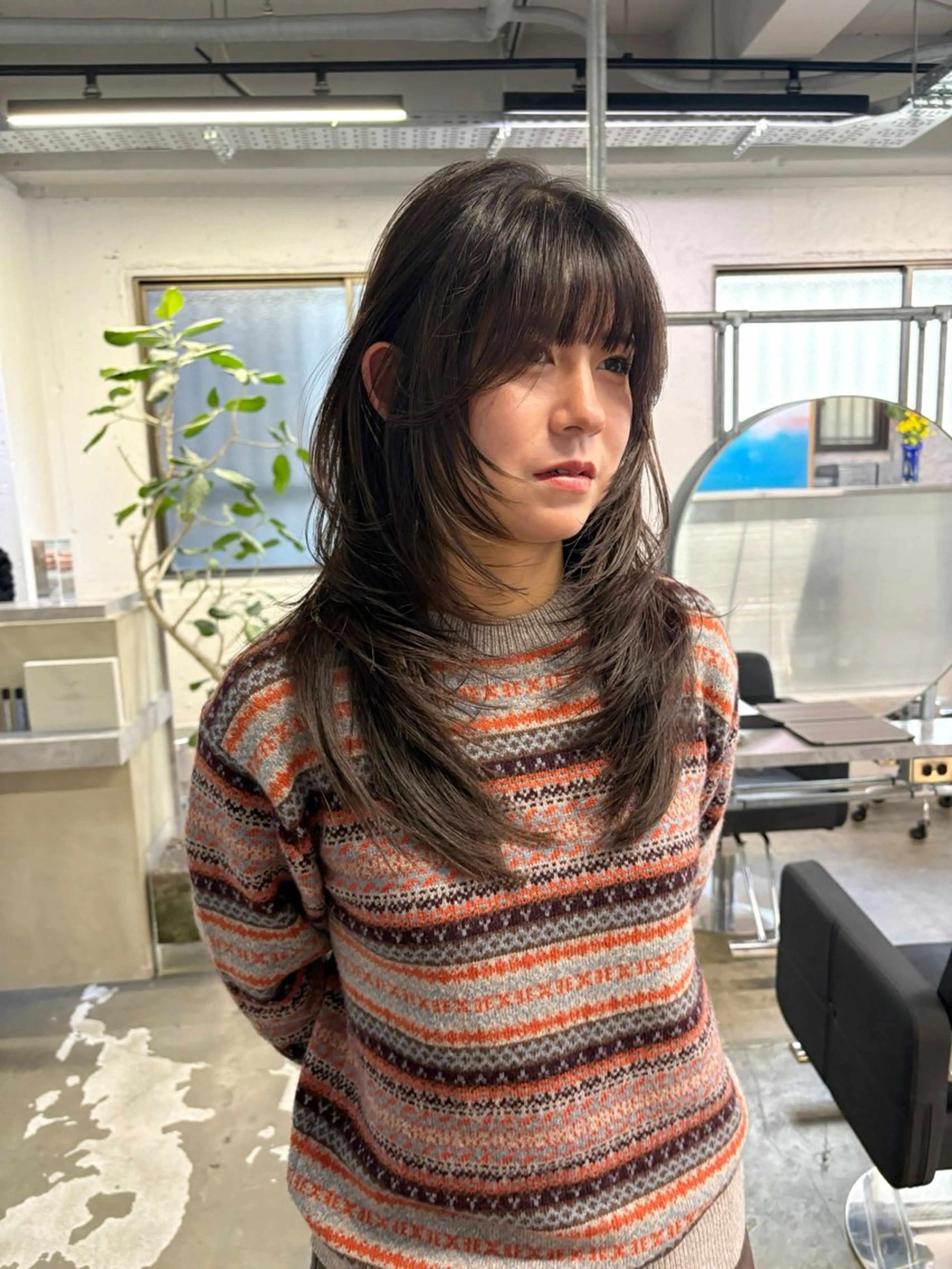 ロング ハッシュカット🎀 レイヤーカットのヘアスタイル