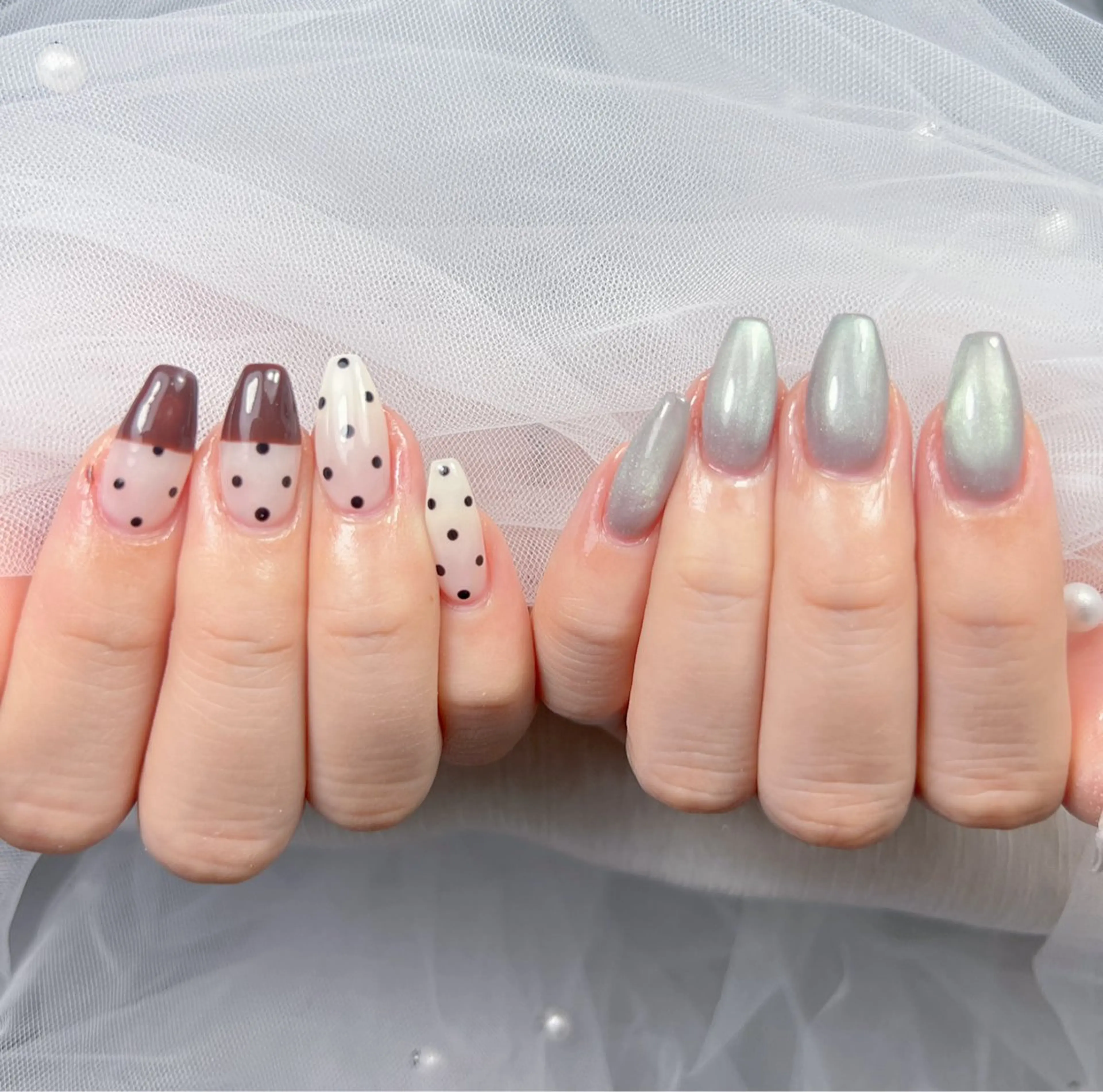 ネイル アートネイル オーロラネイル チークネイル 長さ出し フットネイル Miya_nail所属・Miya _nailのネイルデザイン