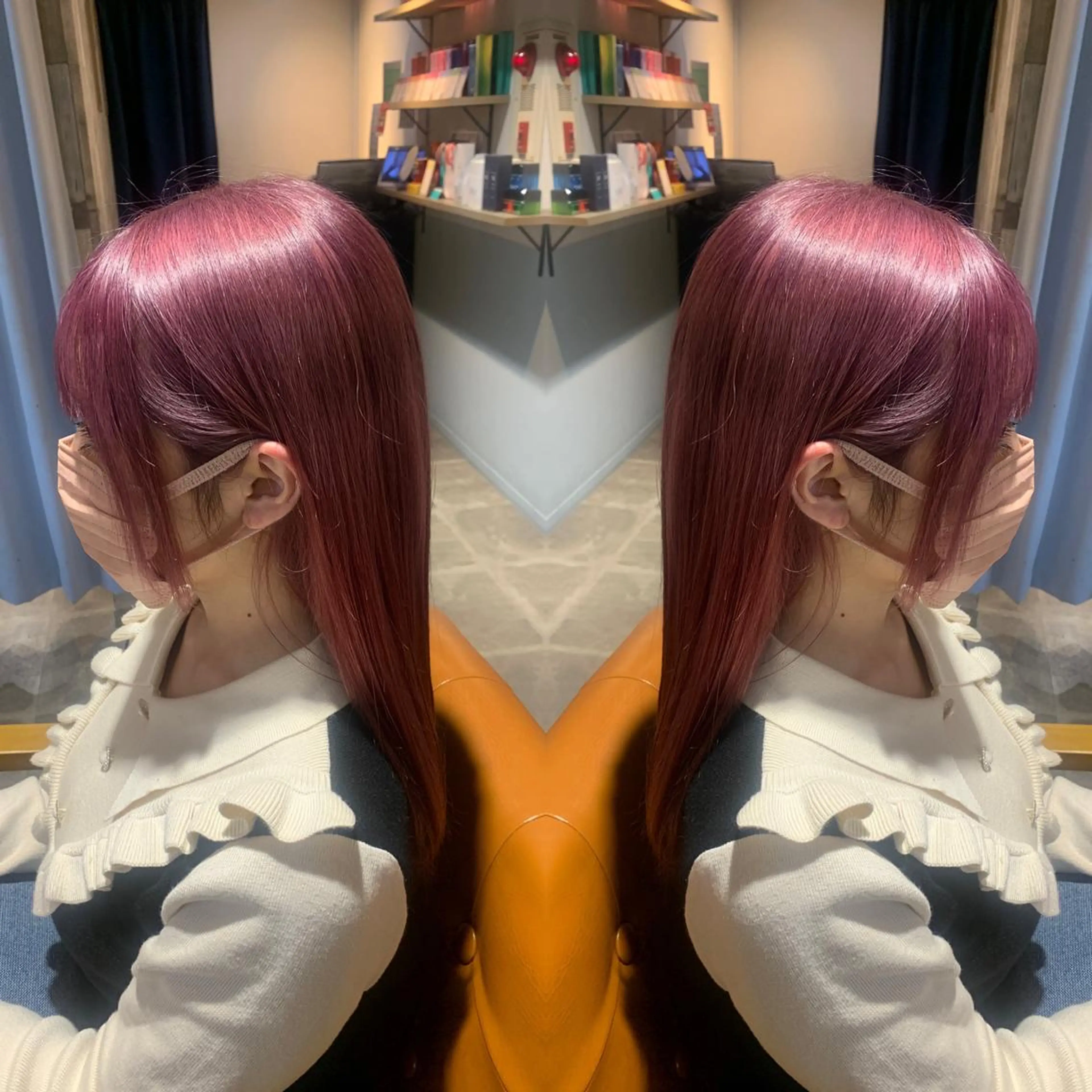 セミロング カラー ピンクカラー バイオレットカラー バイオレットピンク 韓国🇰🇷 ✂︎hair 内田愛のヘアスタイル