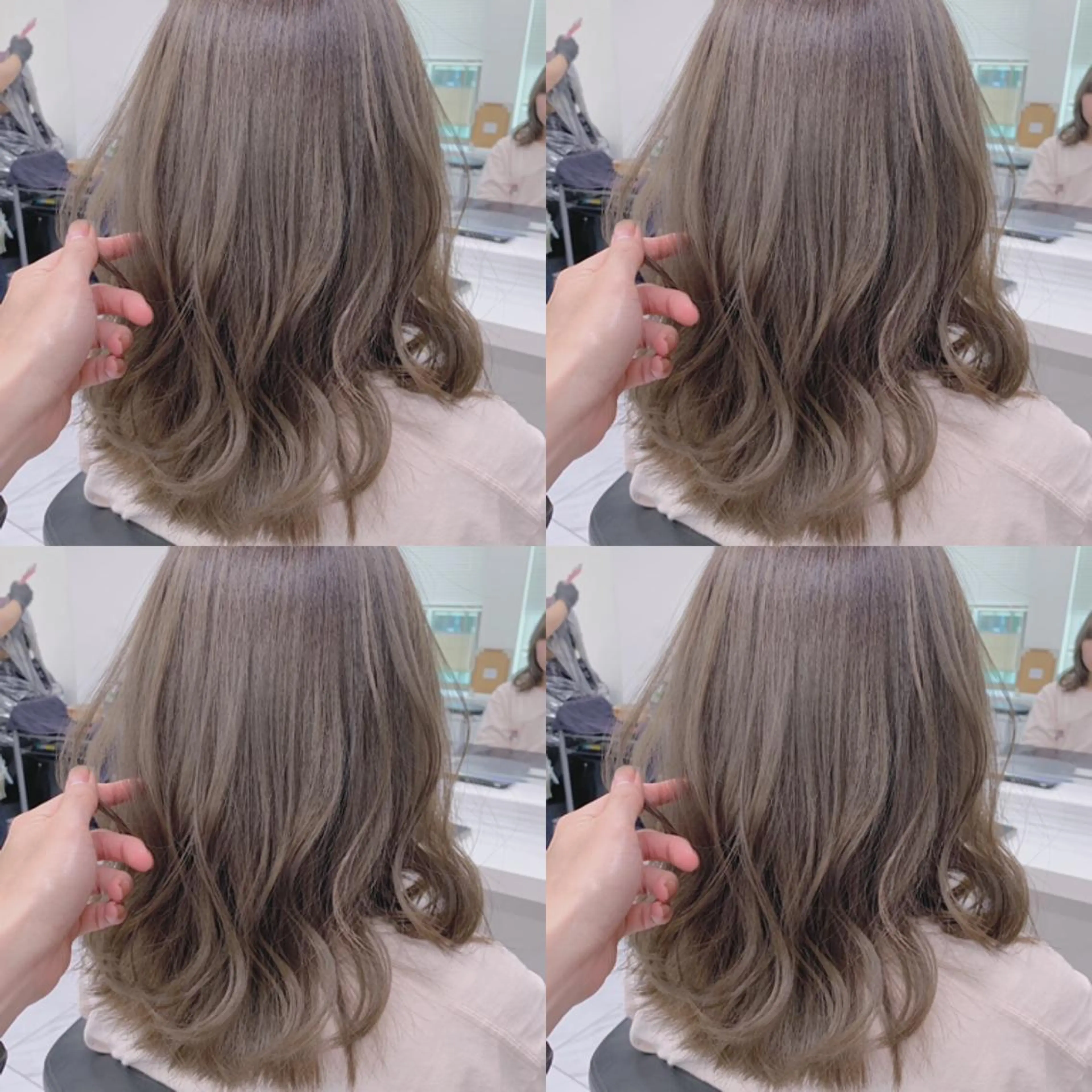 ミディアム カラー ヘアカラー ヘアセット 柔らかbeige モトキのヘアスタイル