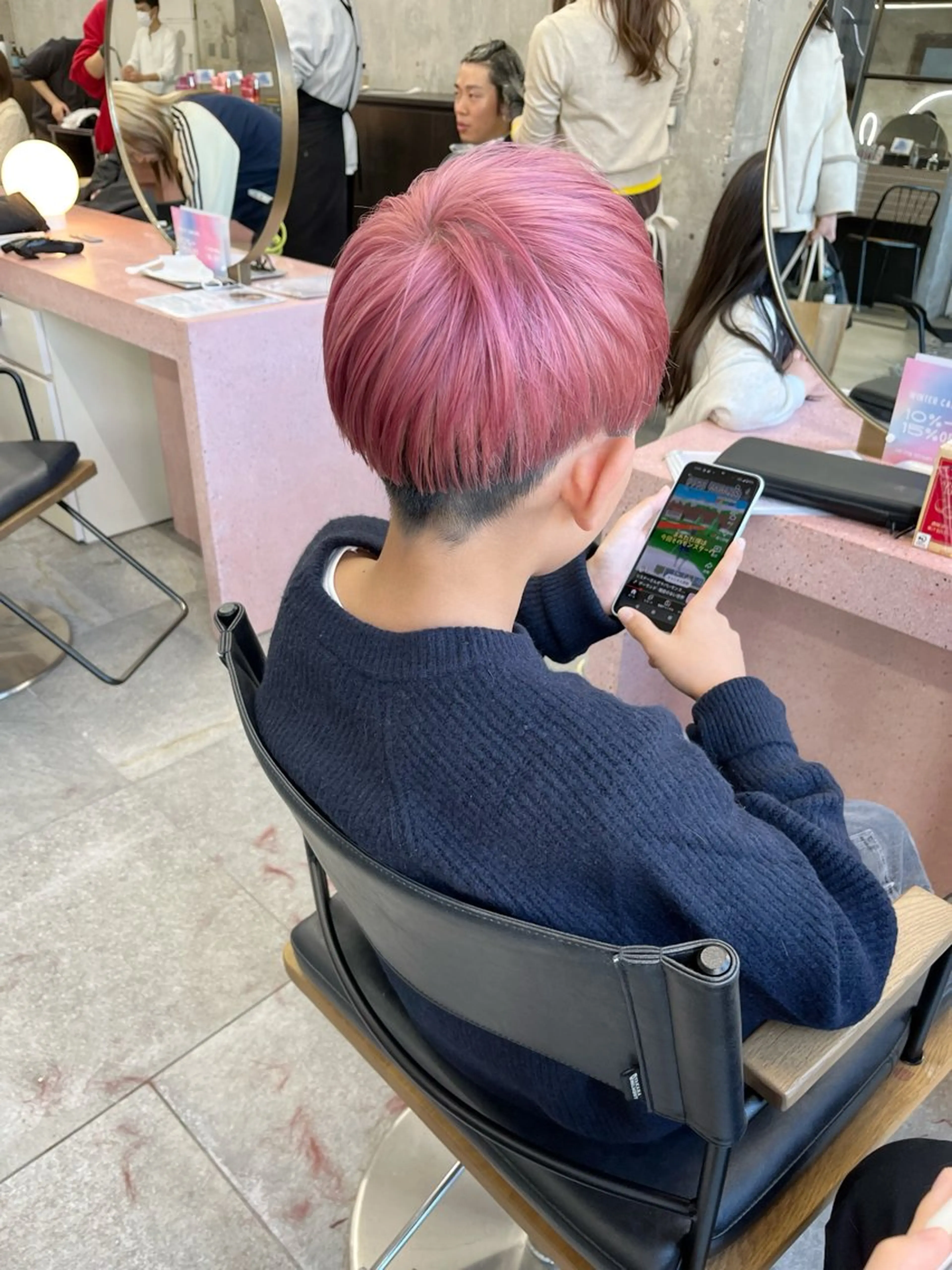 ショート カラー ブリーチ ピンクカラー カット ヘアカラー トリートメント 小木曽智美 /ボブ/ショートのヘアスタイル