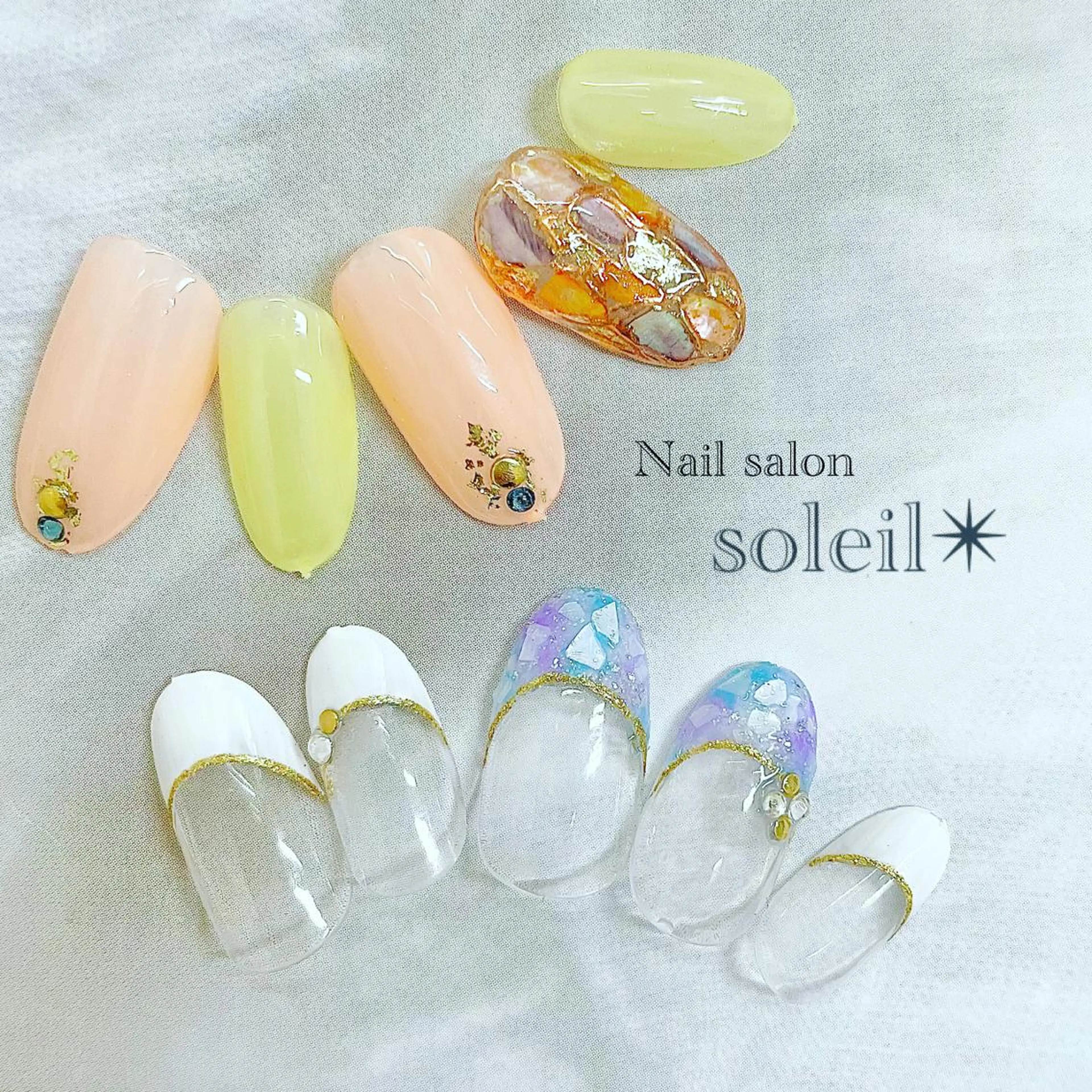 ネイル クリアネイル フラッシュネイル フレンチネイル ジェルネイル ラメ(グリッター) 粟津 美紀のネイルデザイン