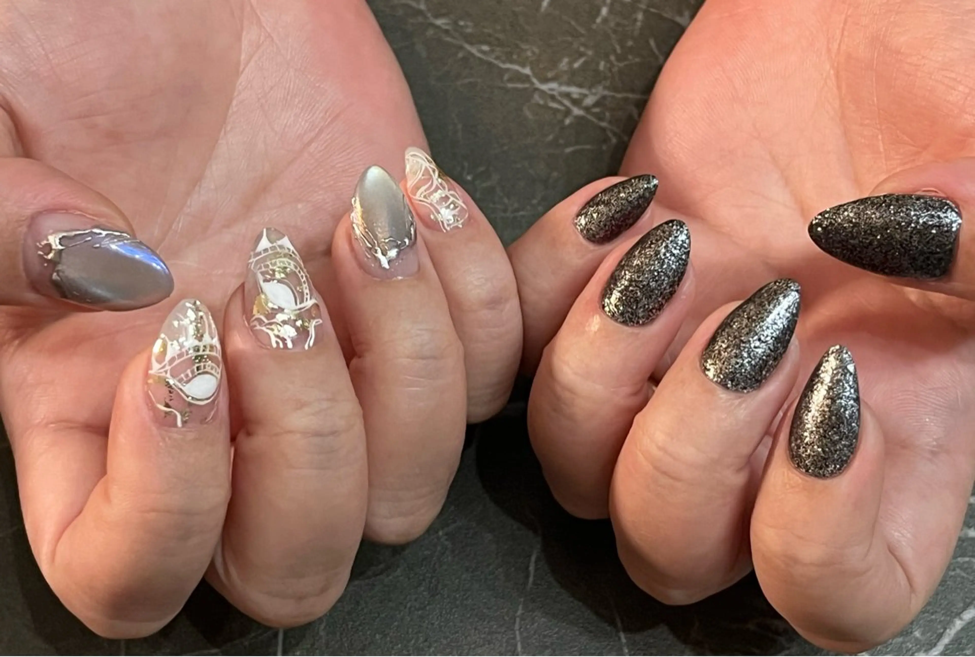 ネイル アートネイル おそろいネイル ハンドネイル まり りぃ〜んのネイルデザイン