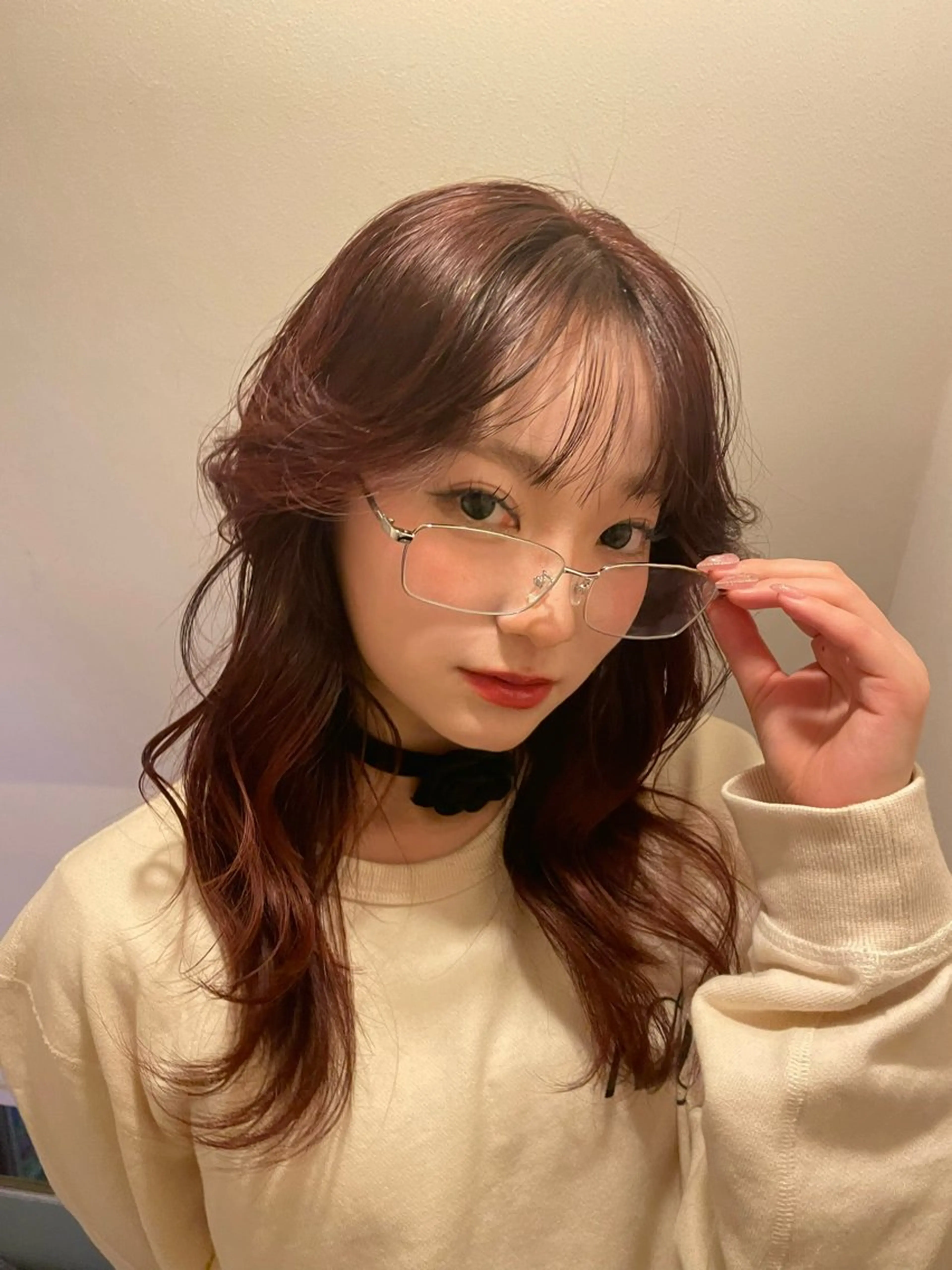 ロング カラー レッドカラー ブリーチ無し透明感 カラー🎀rencaのヘアスタイル