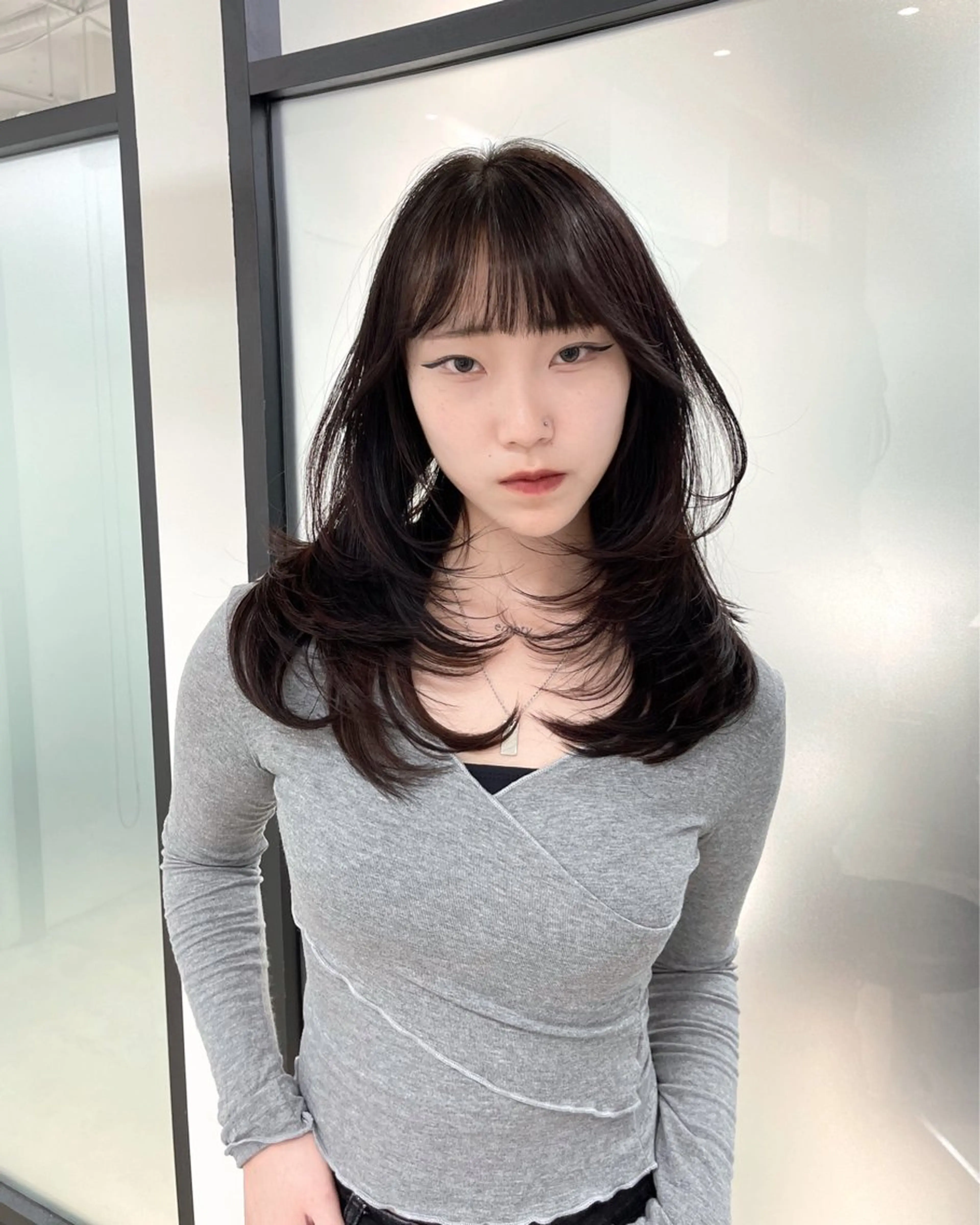 ロング 韓国風ヘア レイヤーカット カット ヘアカラー トリートメント 韓国レイヤーカット 髪質改善▫️水野有真のヘアスタイル