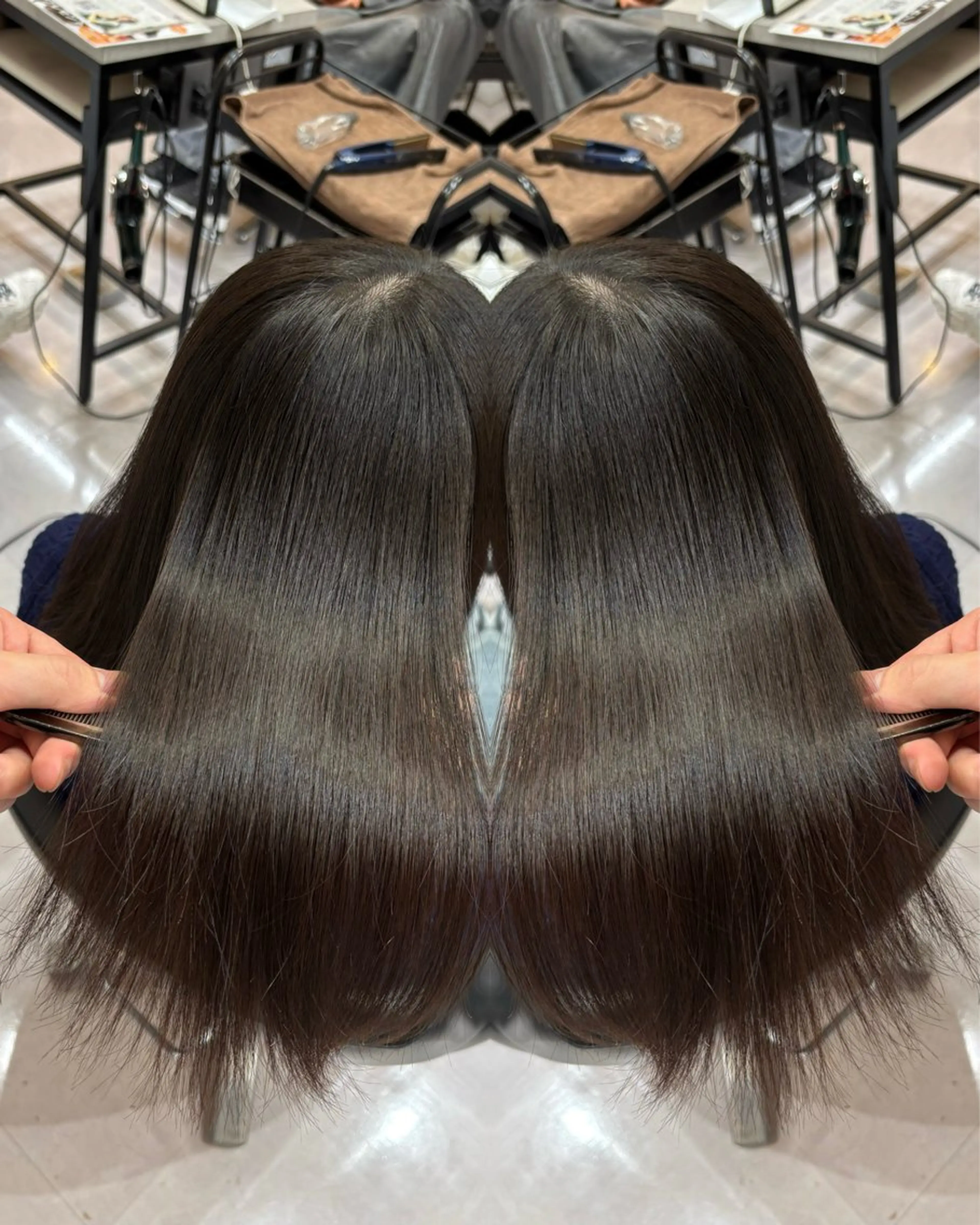 ロング カラー 縮毛矯正 トリートメント 🦋レイヤー✖︎ 髪質改善🦋リョウヤのヘアスタイル