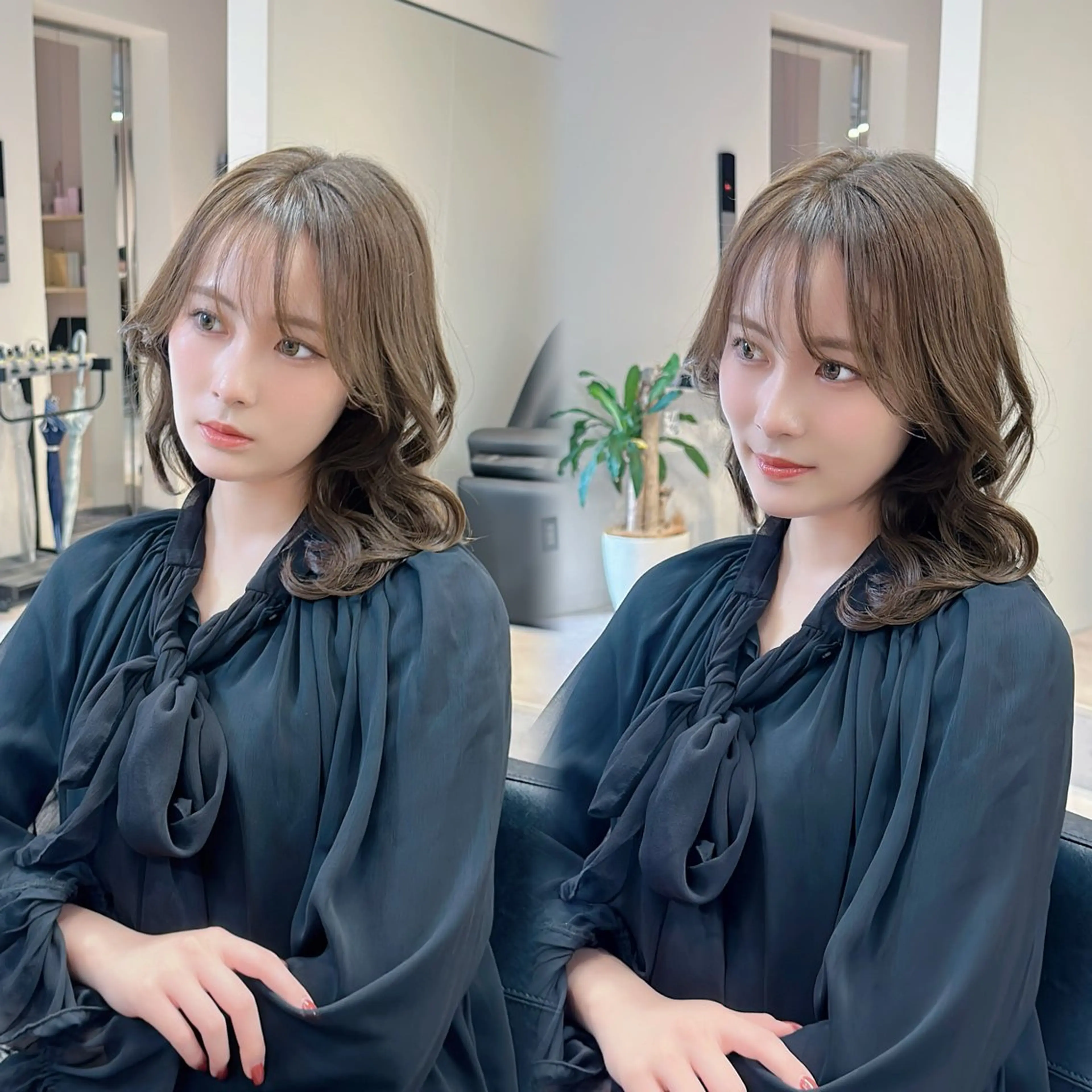 ミディアム カラー 韓国風ヘア emu所属・小顔カット/レイヤー 美髪特化/千葉中央のヘアスタイル