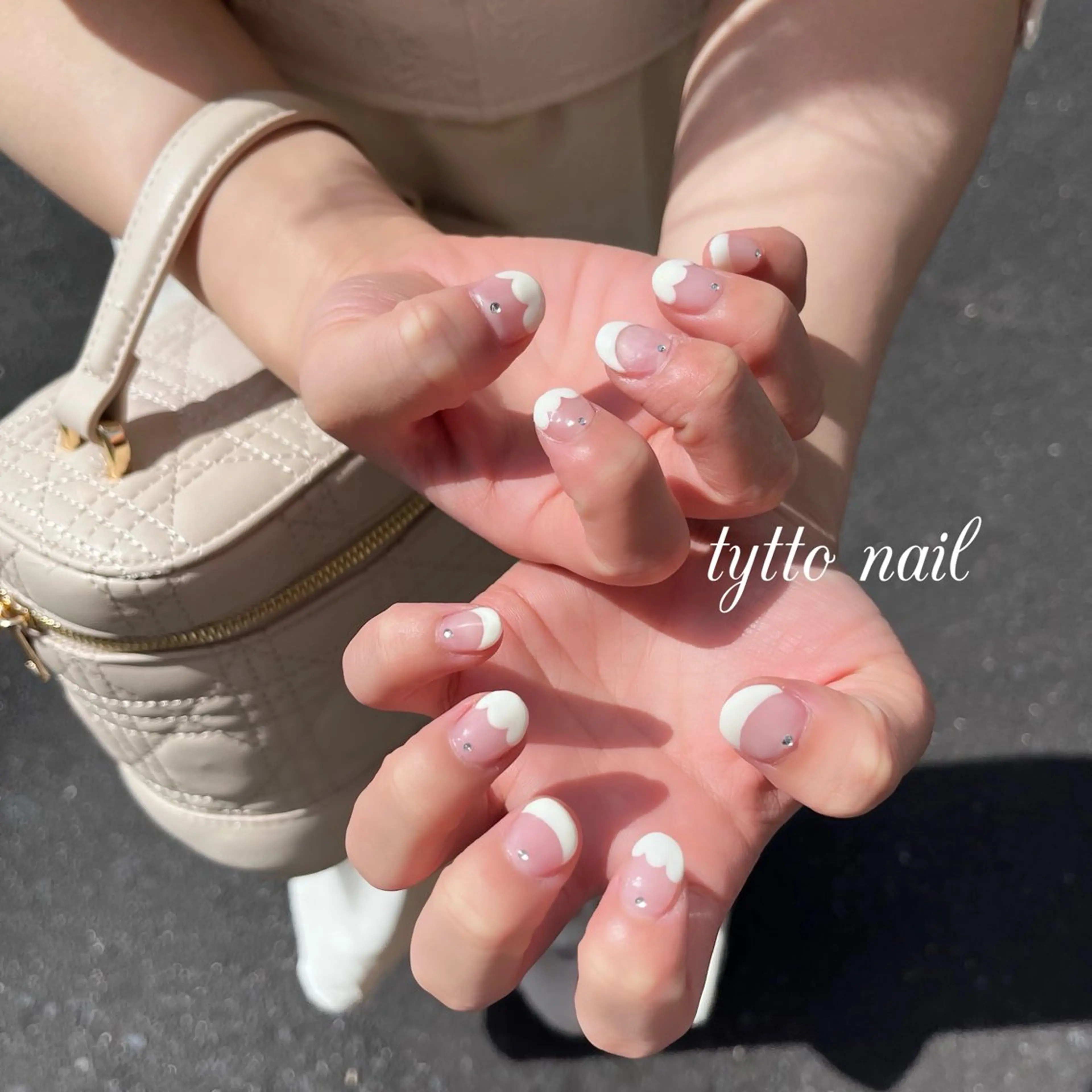 ネイル アートネイル フレンチネイル ガーリー オフィスネイル ショートネイル ハンドネイル tytto nail ❤︎‪‪eri‪‪のネイルデザイン