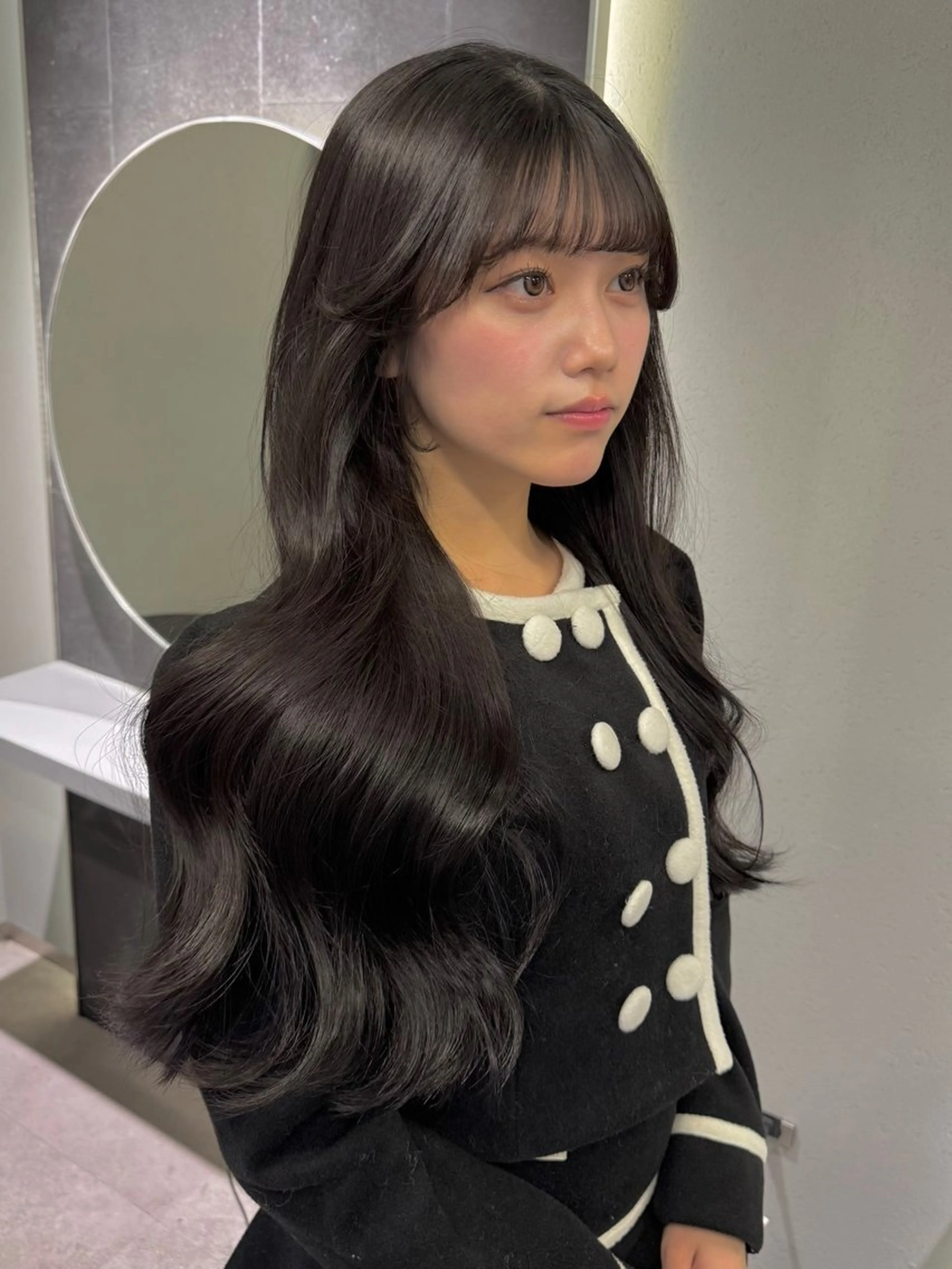 ロング カット ヘアカラー トリートメント 銀座/顔周りレイヤー 🤍kanohoのヘアスタイル