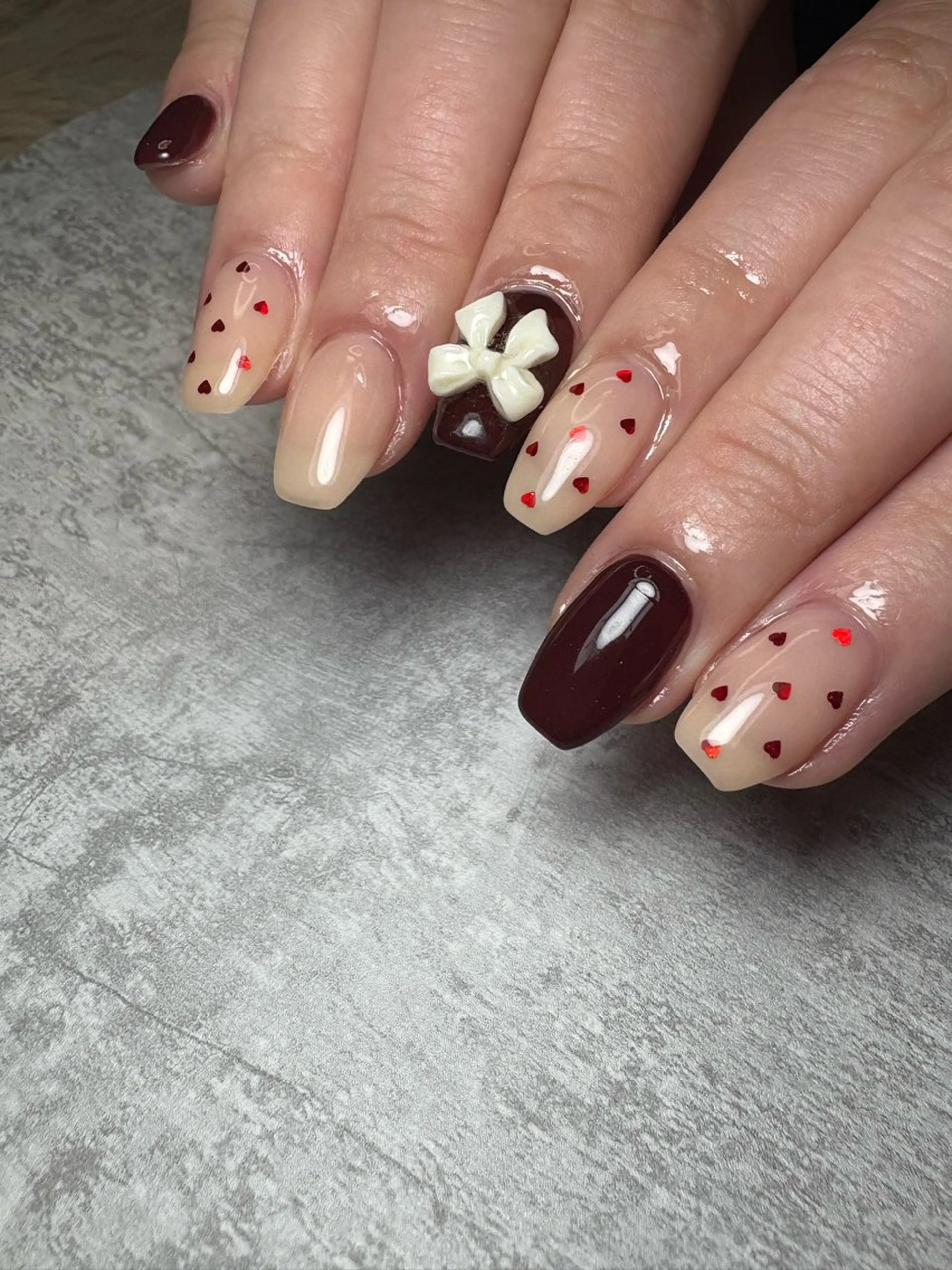 ネイル ハート 持ち込み リボン BEAUTY GARDEN 【nail salon unseul】所属・nana .のネイルデザイン