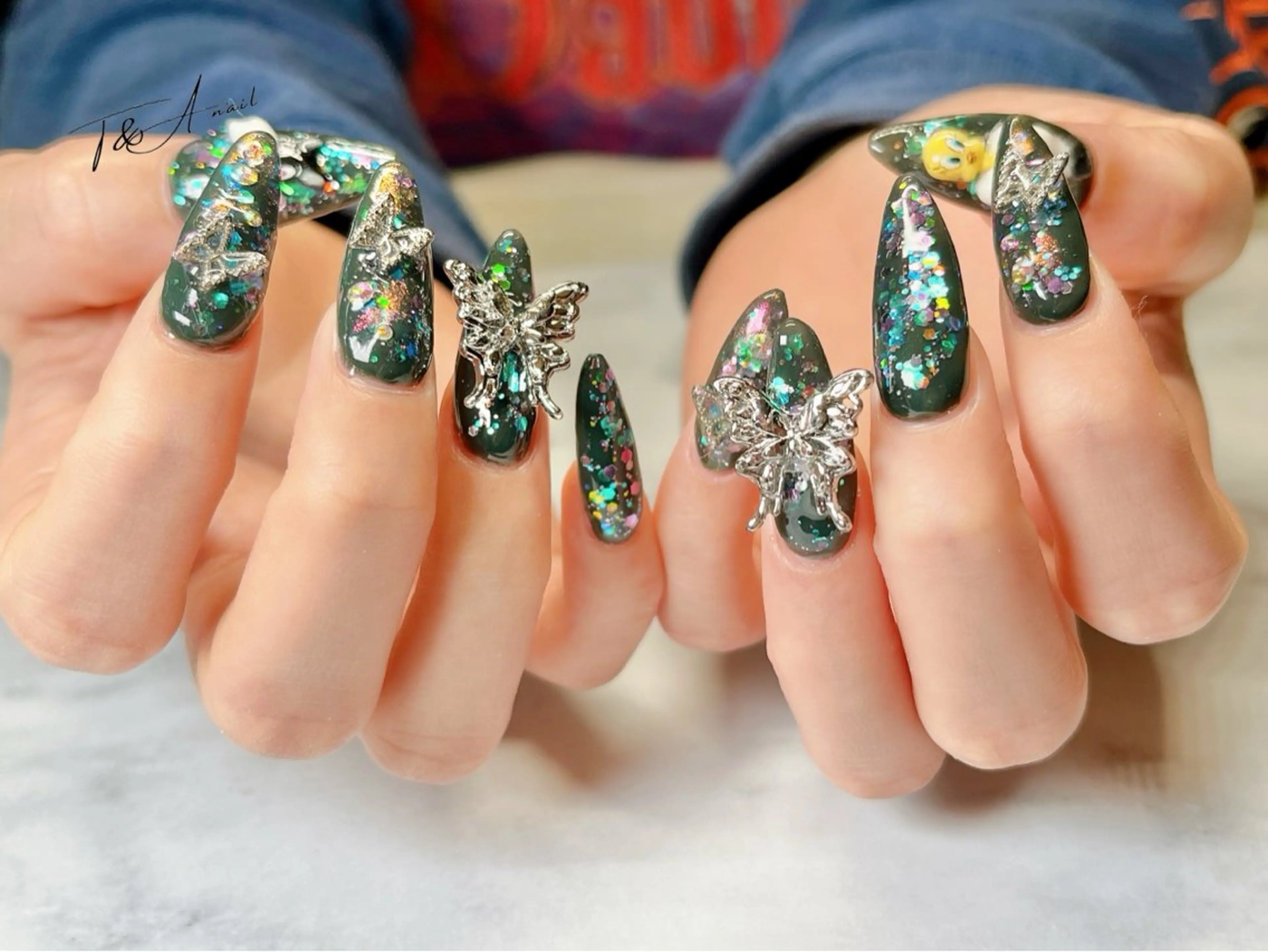 ネイル 長さ出し ジェルネイル ロングネイル スカルプネイル ハンドネイル T&A nailのネイルデザイン