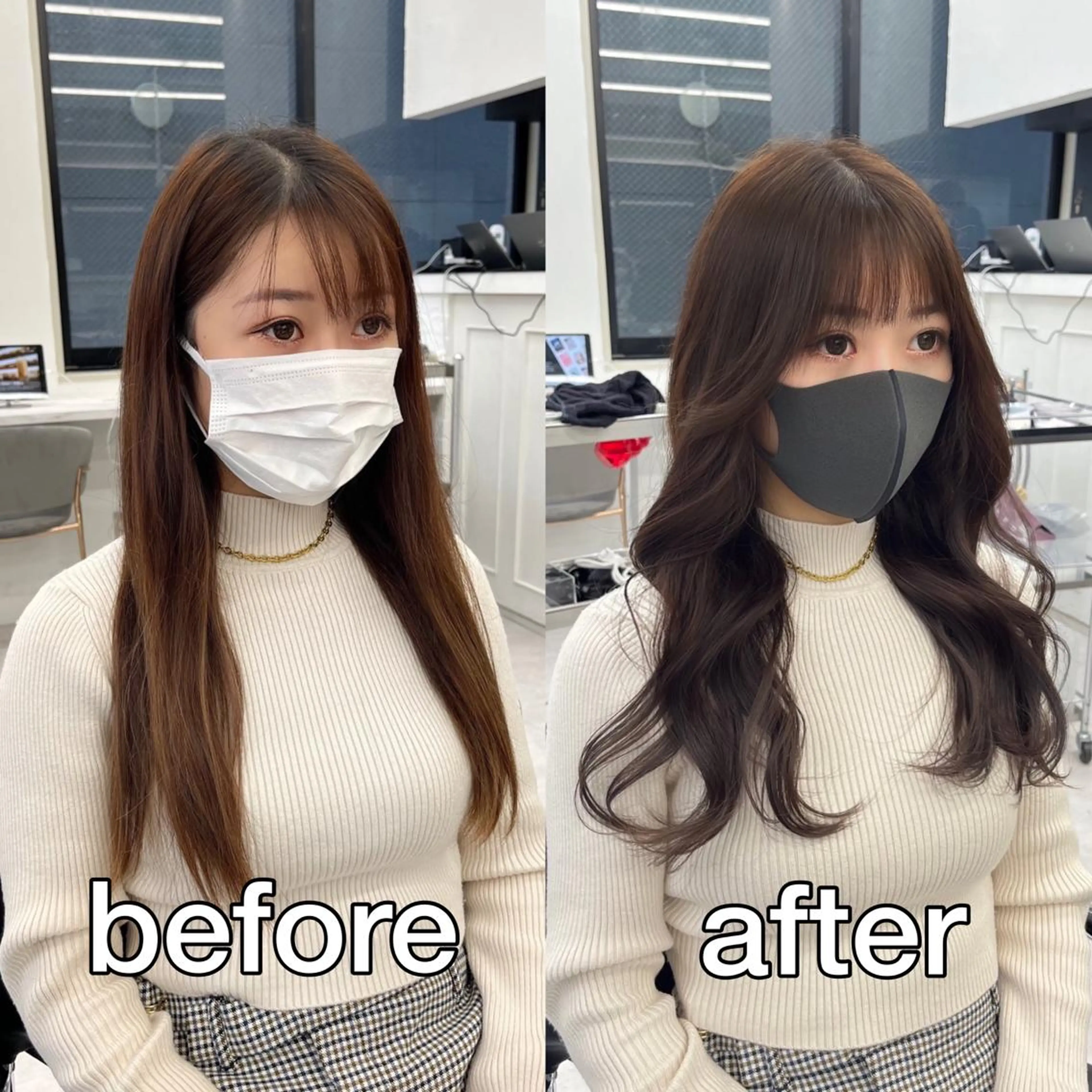 セミロング カラー パーマ ヘアアレンジ 結婚式・ブライダル アッシュ ベージュカラー 黒髪 ブリーチ 韓国ヘア×2way 🇰🇷和知拓郎のヘアスタイル