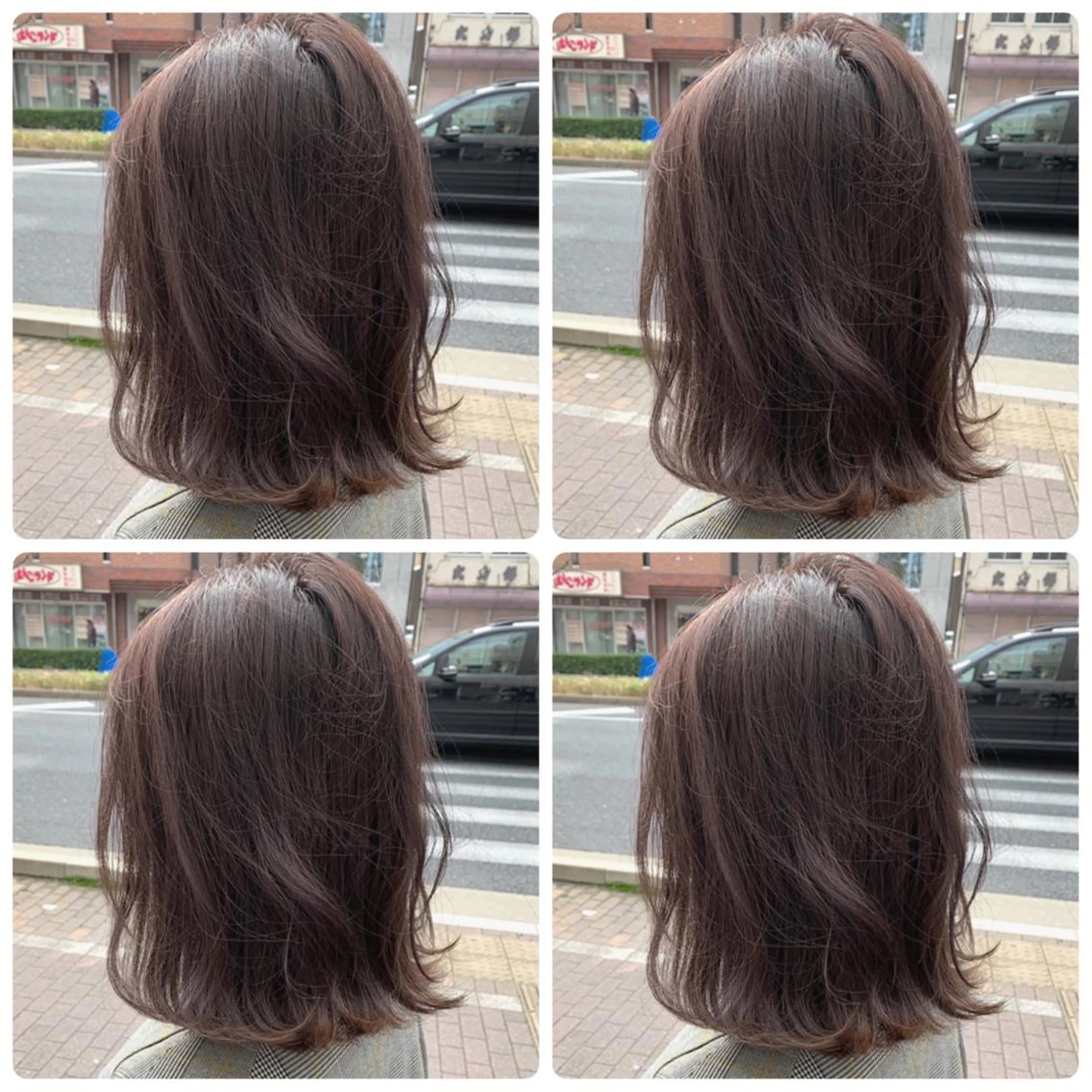 ミディアム カラー アッシュ バレイヤージュ ブリーチ デザインカラー グレージュ 京都大人女性ショート 徒歩1分/秋山のヘアスタイル