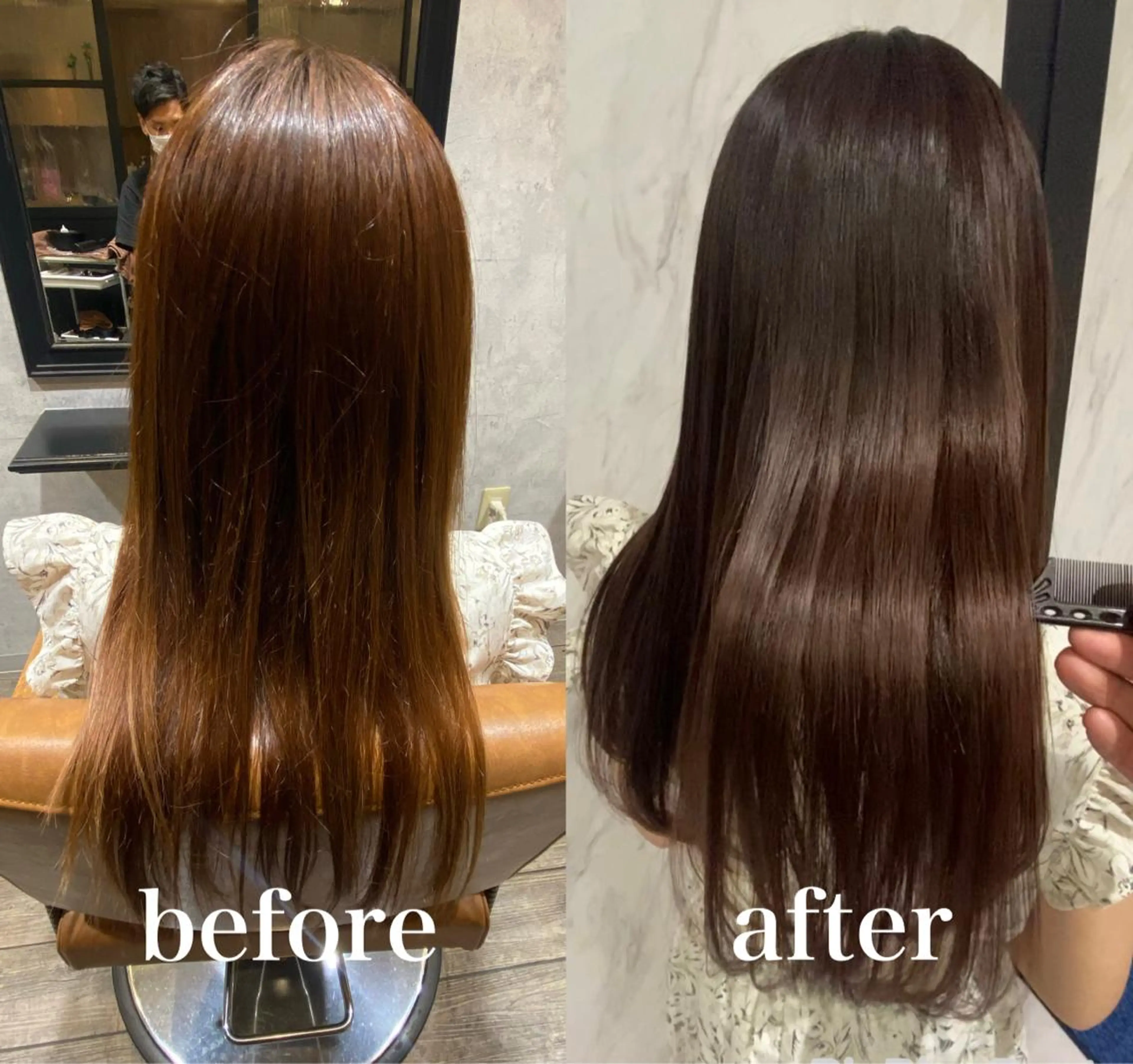 ロング カラー オレンジ ピンクカラー バイオレットカラー 髪質改善 トリートメント 髪質改善/縮毛矯正 /naokiのヘアスタイル