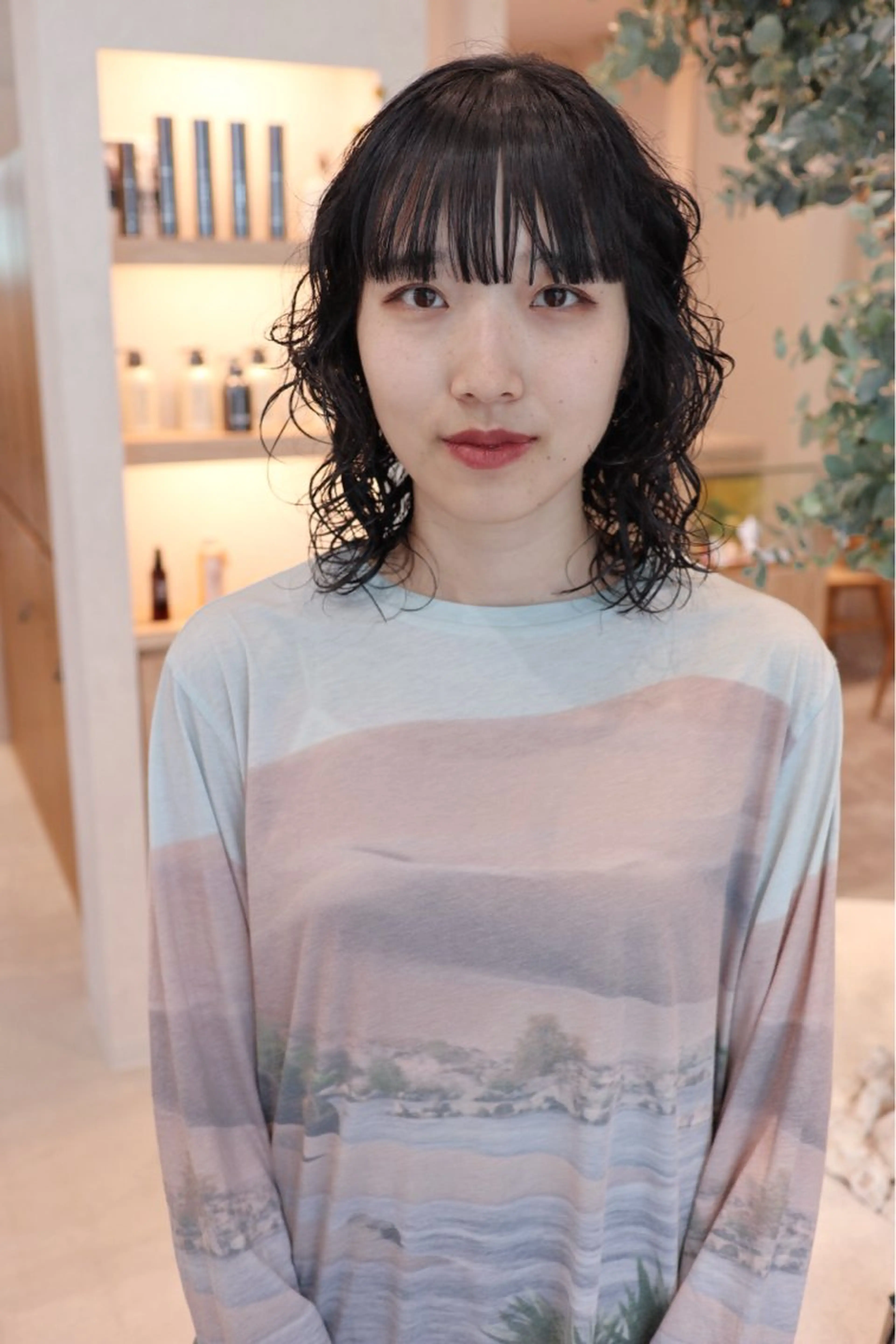 セミロング パーマ 小川 光のヘアスタイル