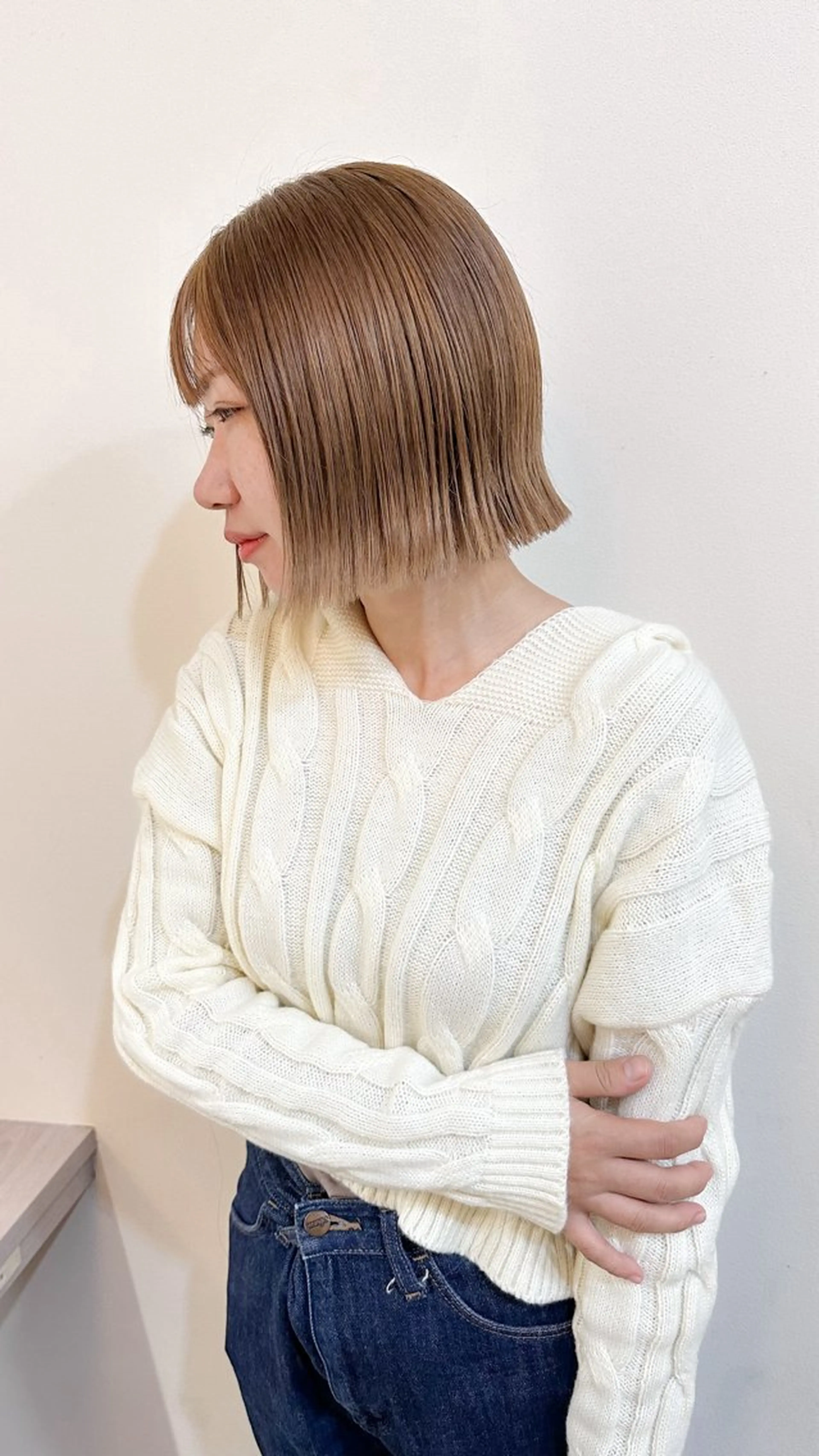 ミディアム カラー ショートボブ ブリーチ 透明感カラー ブリーチなしカラー ボブ カット ヘアカラー トリートメント 竹内啓太 ボブのヘアスタイル