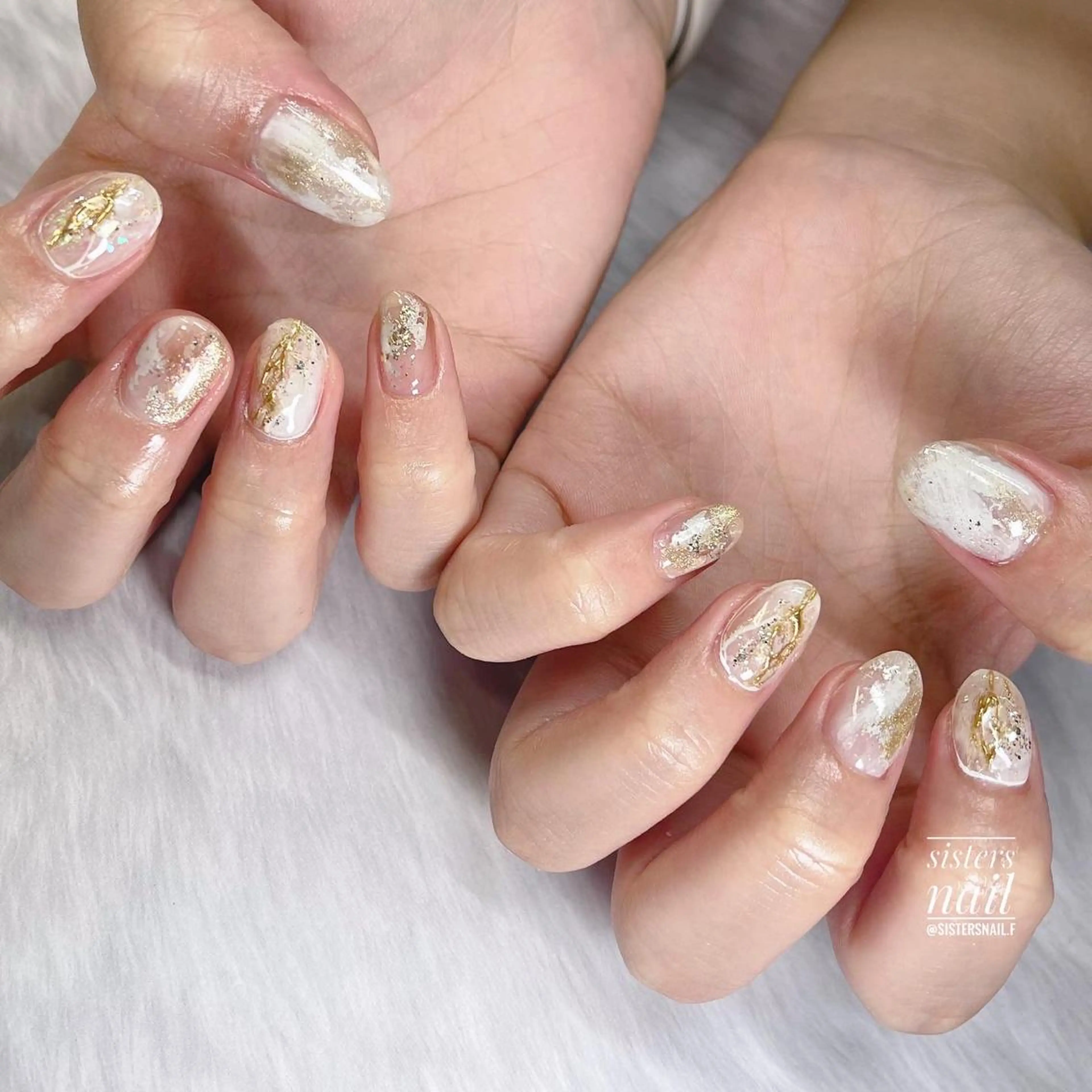 ネイル アートネイル ミラーネイル ニュアンスネイル ショートネイル ブライダルネイル sisters nail.fのネイルデザイン