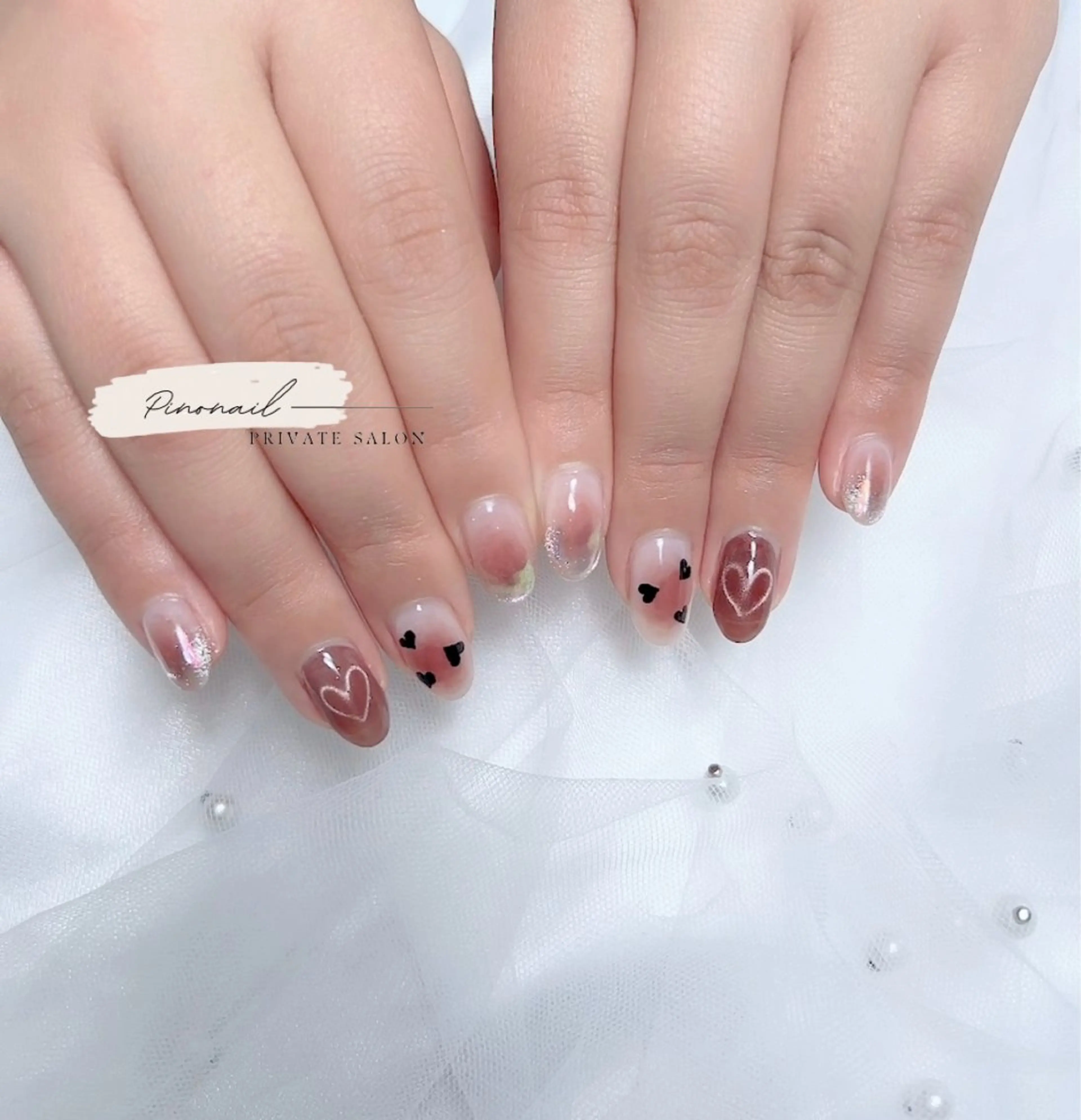 ネイル ハート ハンドネイル pinonail所属・Pino Nailのネイルデザイン