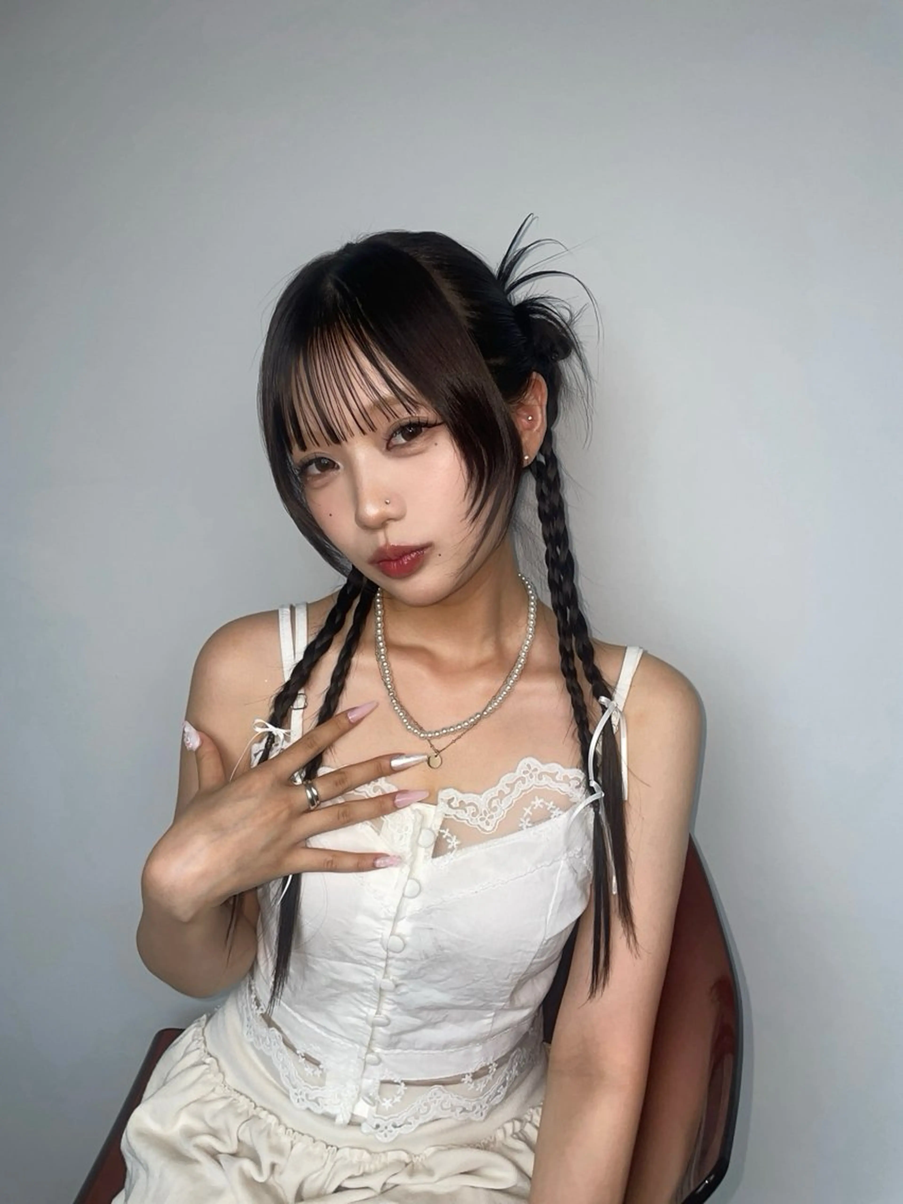 ロング 顔周りカット カット ヘアセット トレンドカラー🥣／ ヘアアレンジ✩.*˚のヘアスタイル