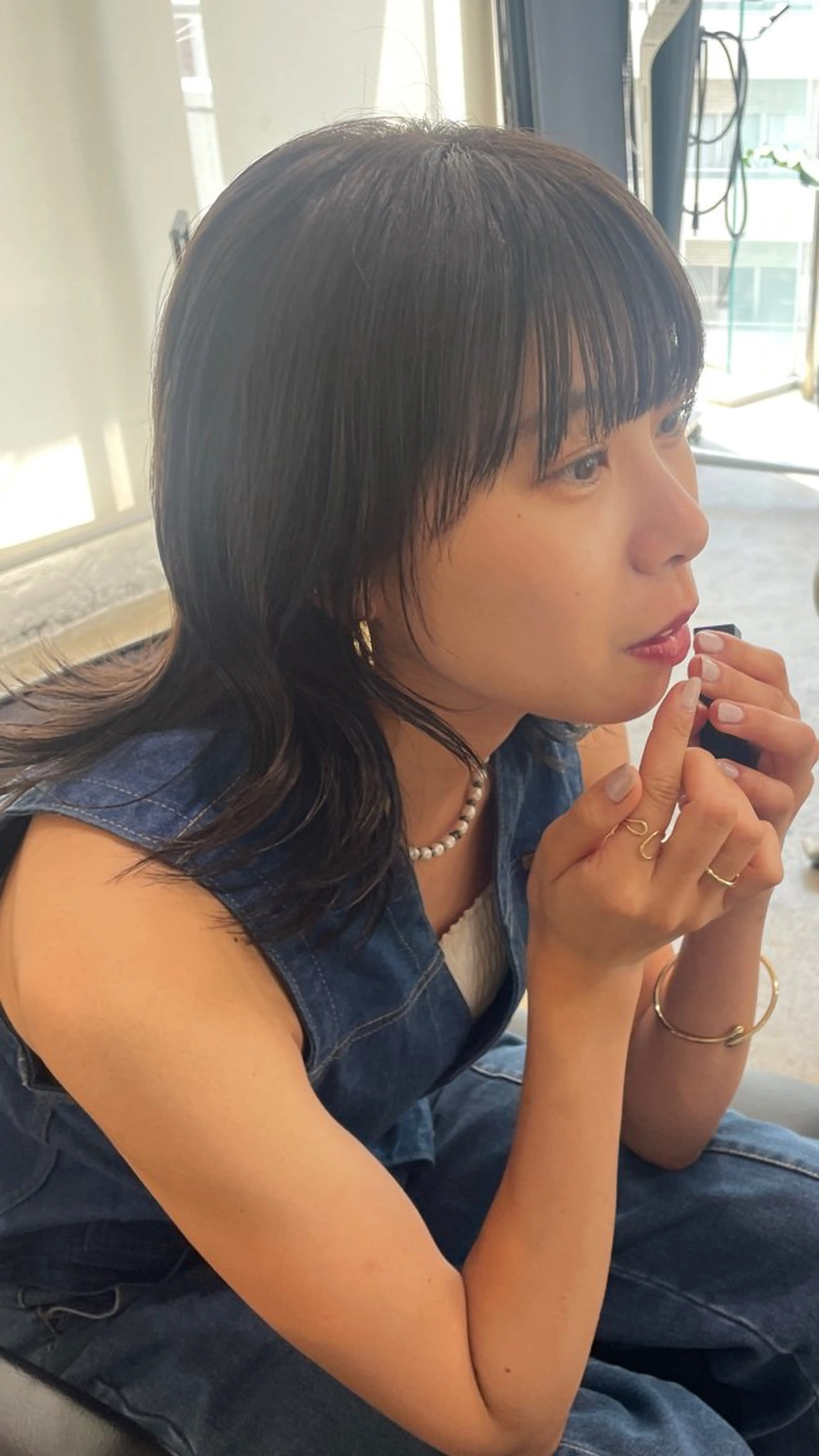 ミディアム カラー RIN/韓国ヘア レイヤーカットのヘアスタイル