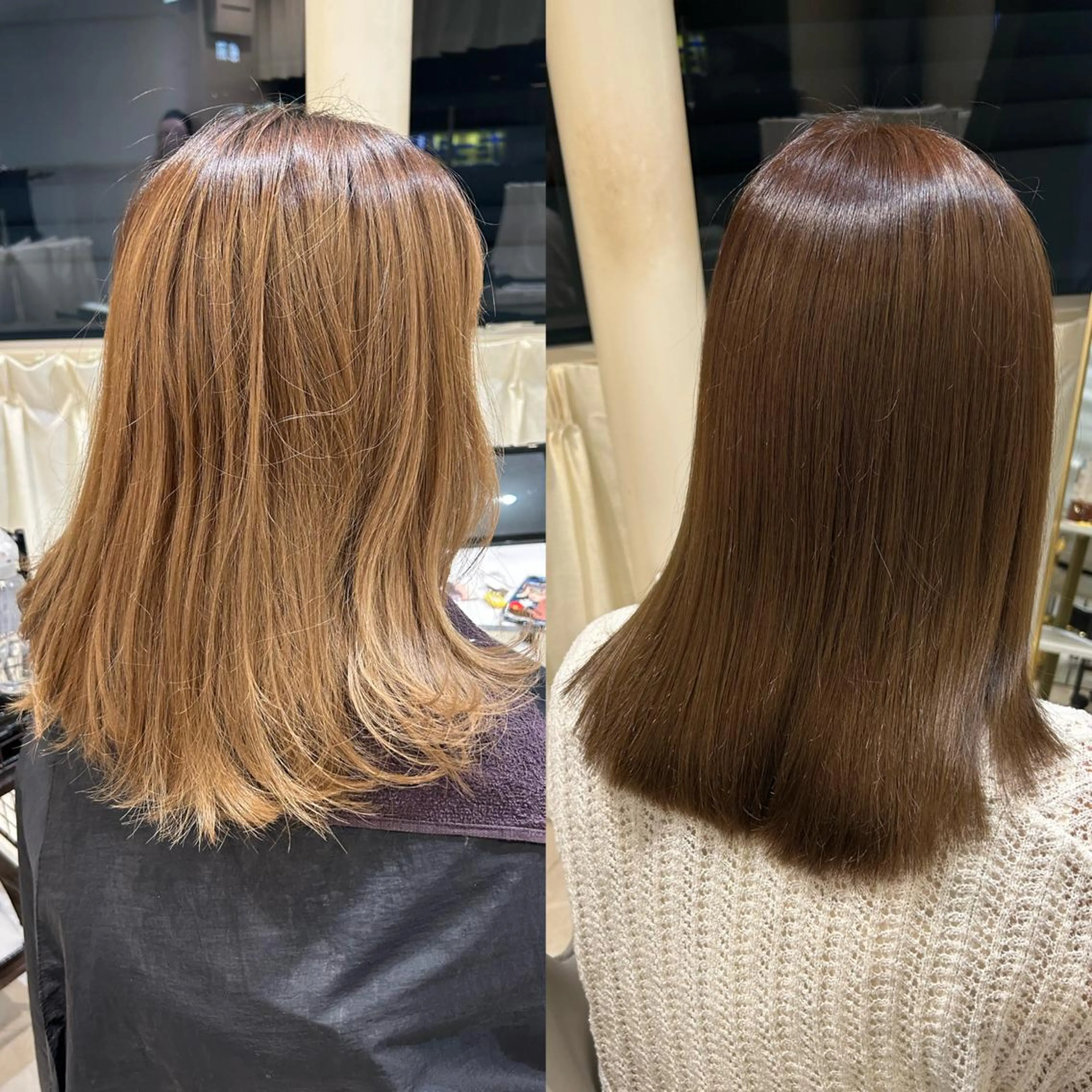 ミディアム カラー カット ヘアカラー 縮毛矯正 トリートメント 韓国風×髪質改善 ゆりのヘアスタイル