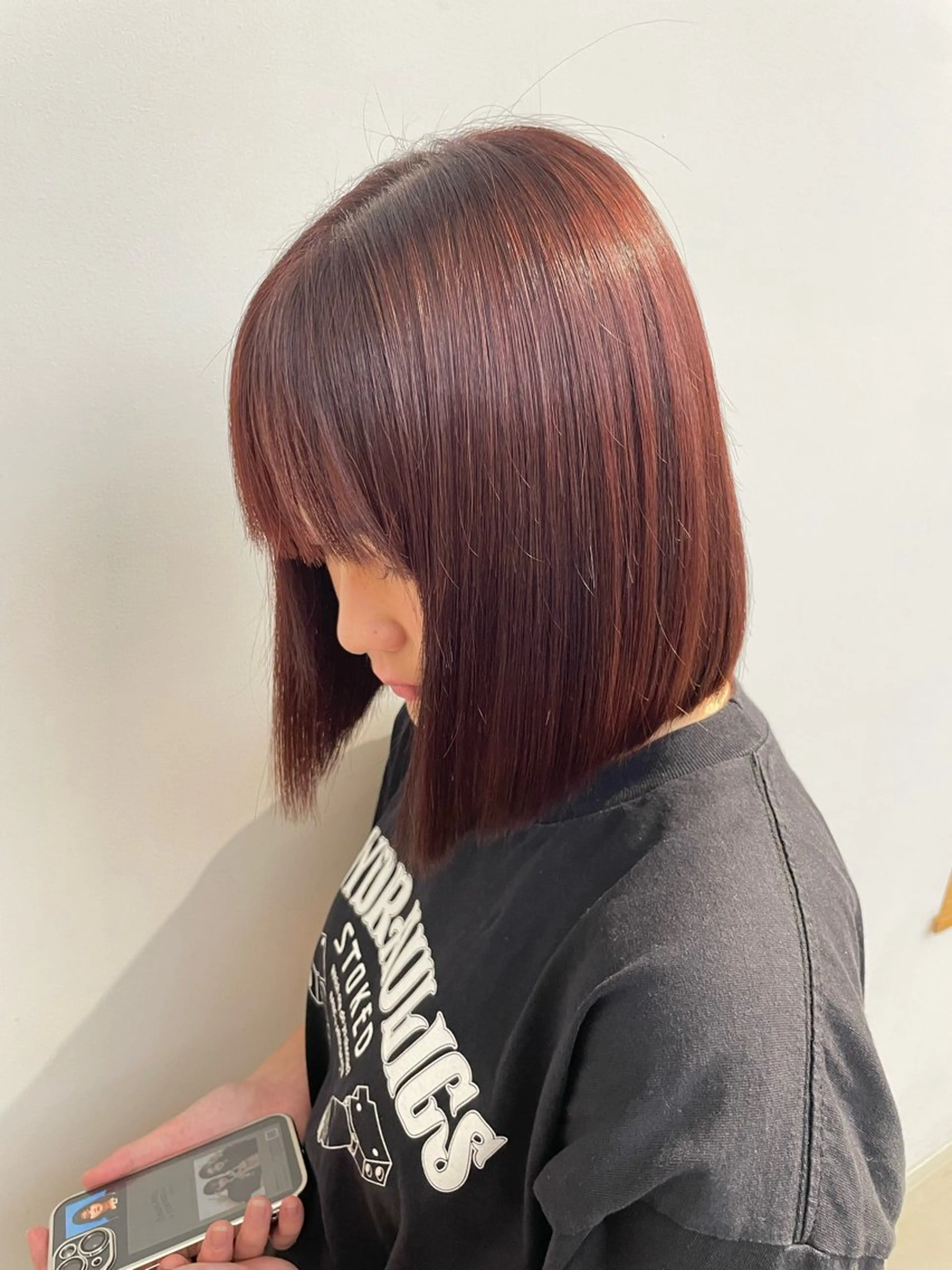 ミディアム カラー ブラウンカラー ボブ MINDS LINO Reinaのヘアスタイル