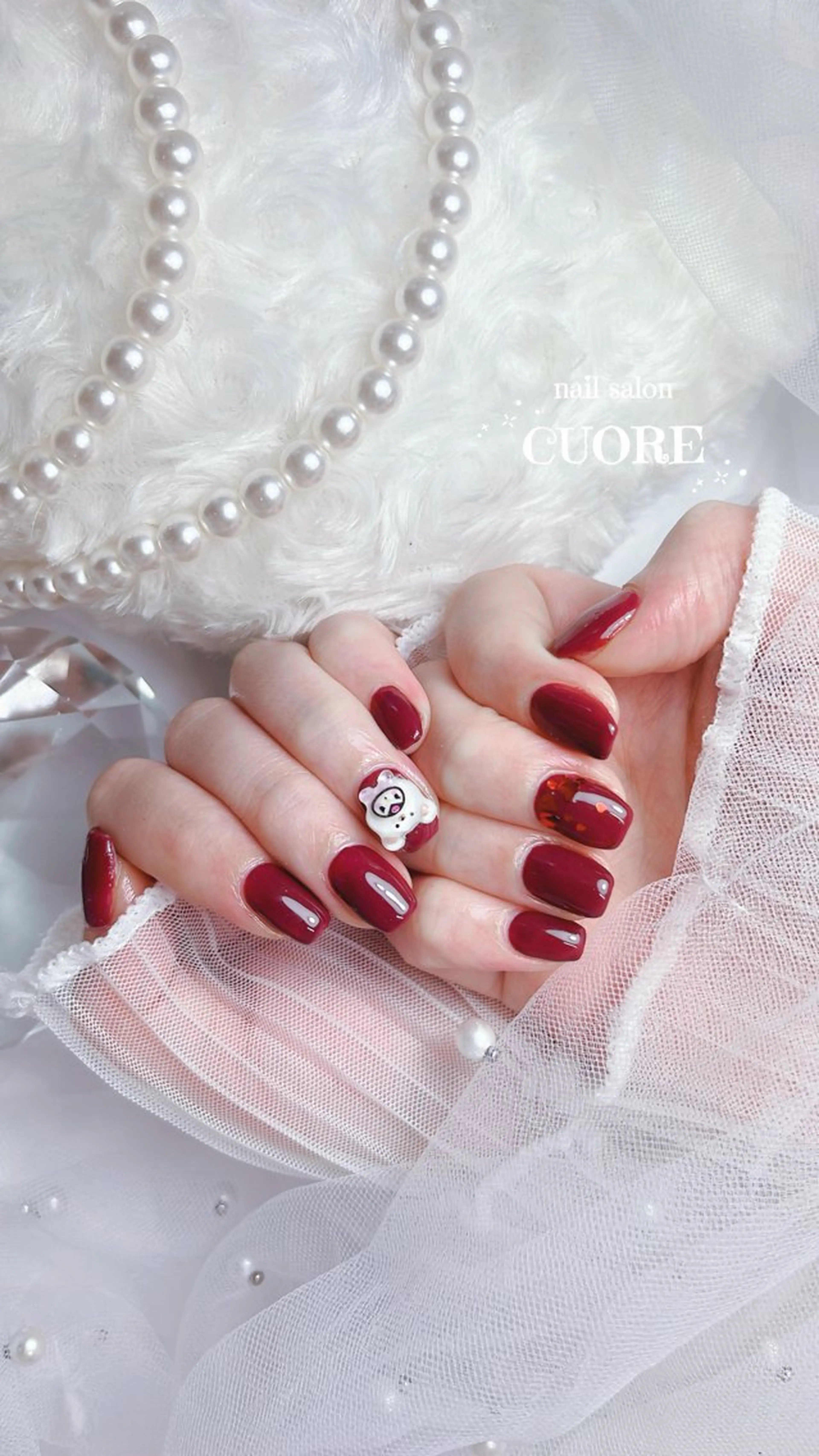 ネイル ハート ワンカラーネイル バレンタイン ハンドネイル CUORE____nail所属・nail salon CUOREのネイルデザイン