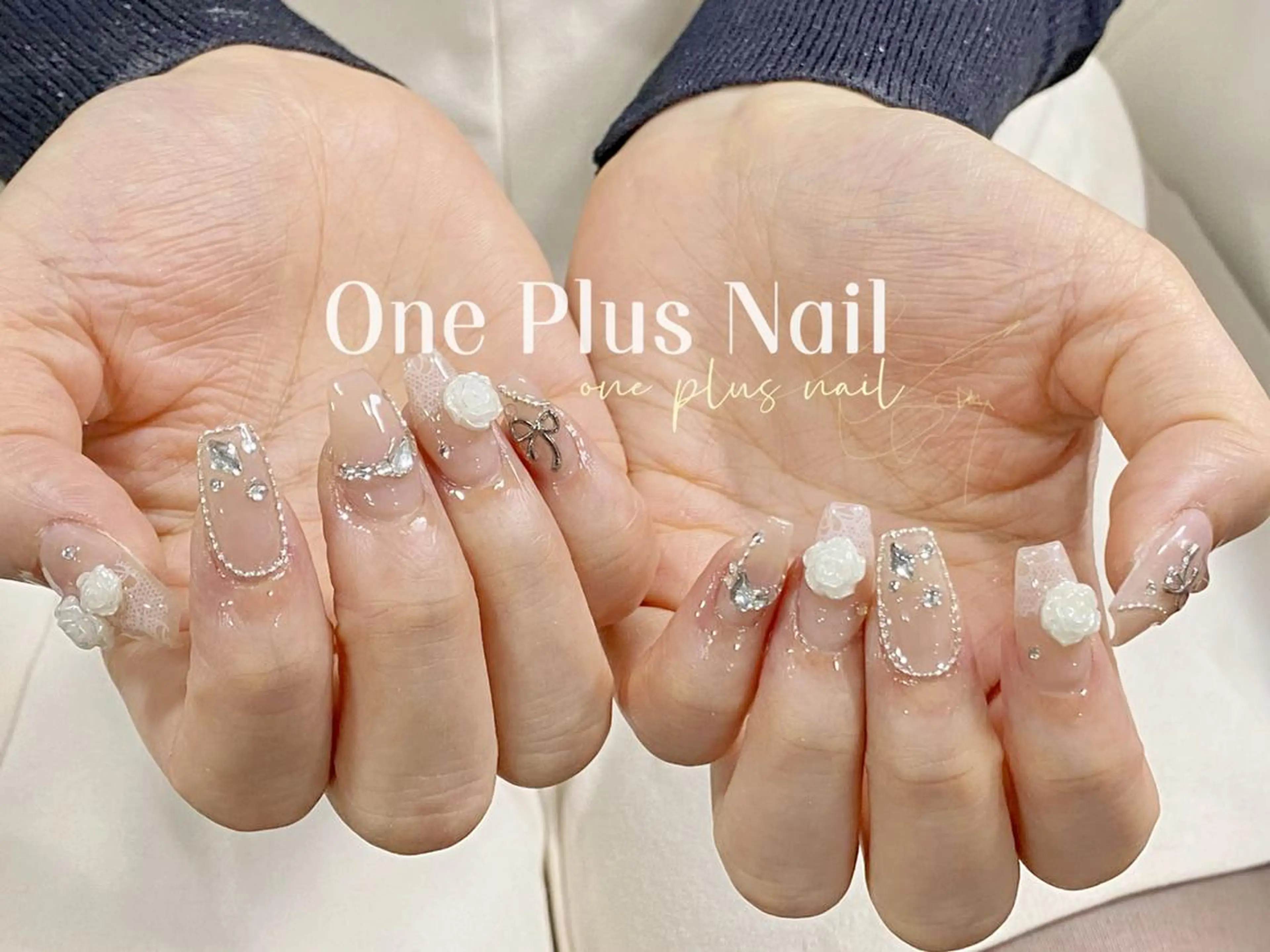 ネイル アートネイル 持ち込み ピンク ハンドネイル One Plus Nail Salonのネイルデザイン