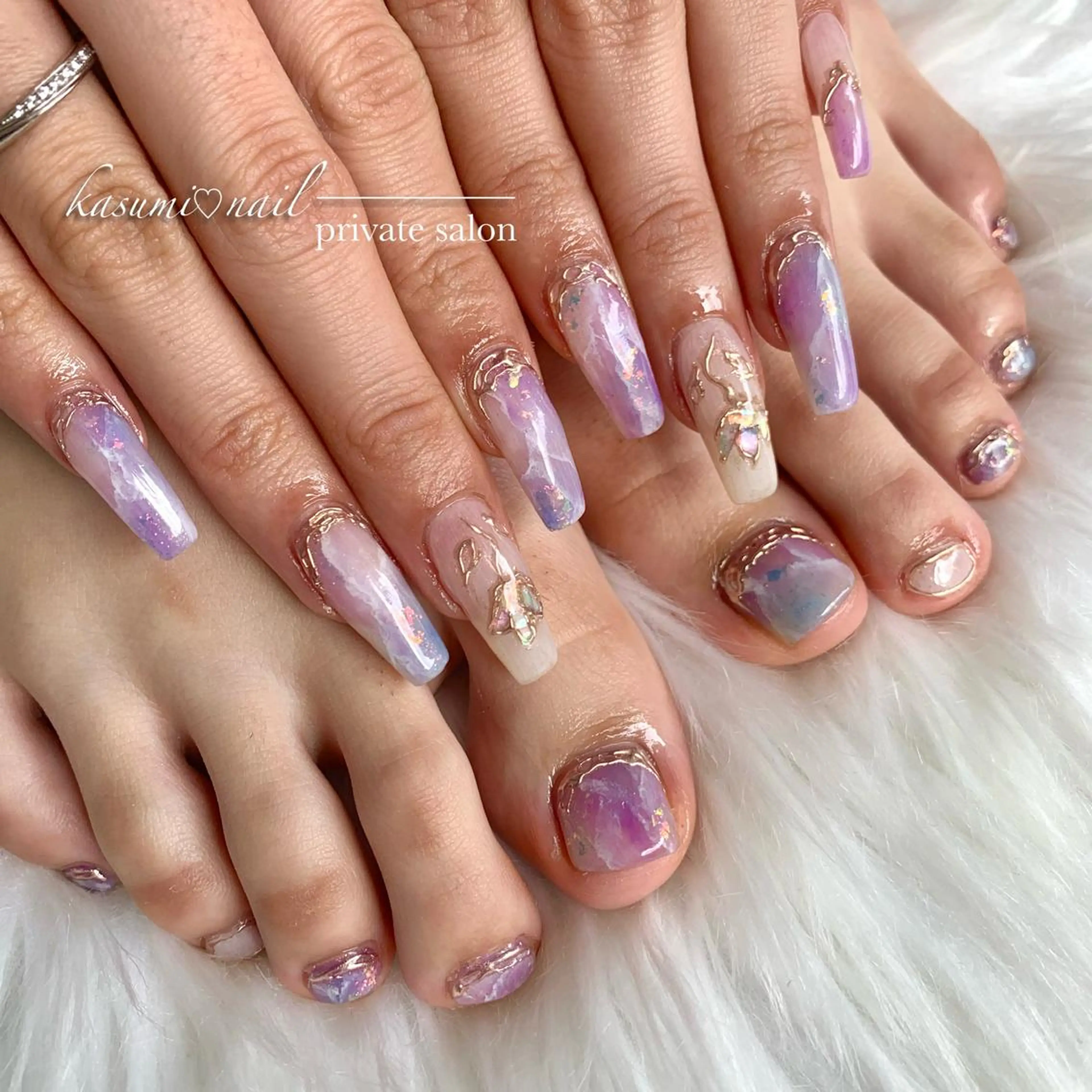 ネイル アートネイル フットネイル フレンチネイル ロングネイル マグネットネイル KASUMI♡ Nailのネイルデザイン