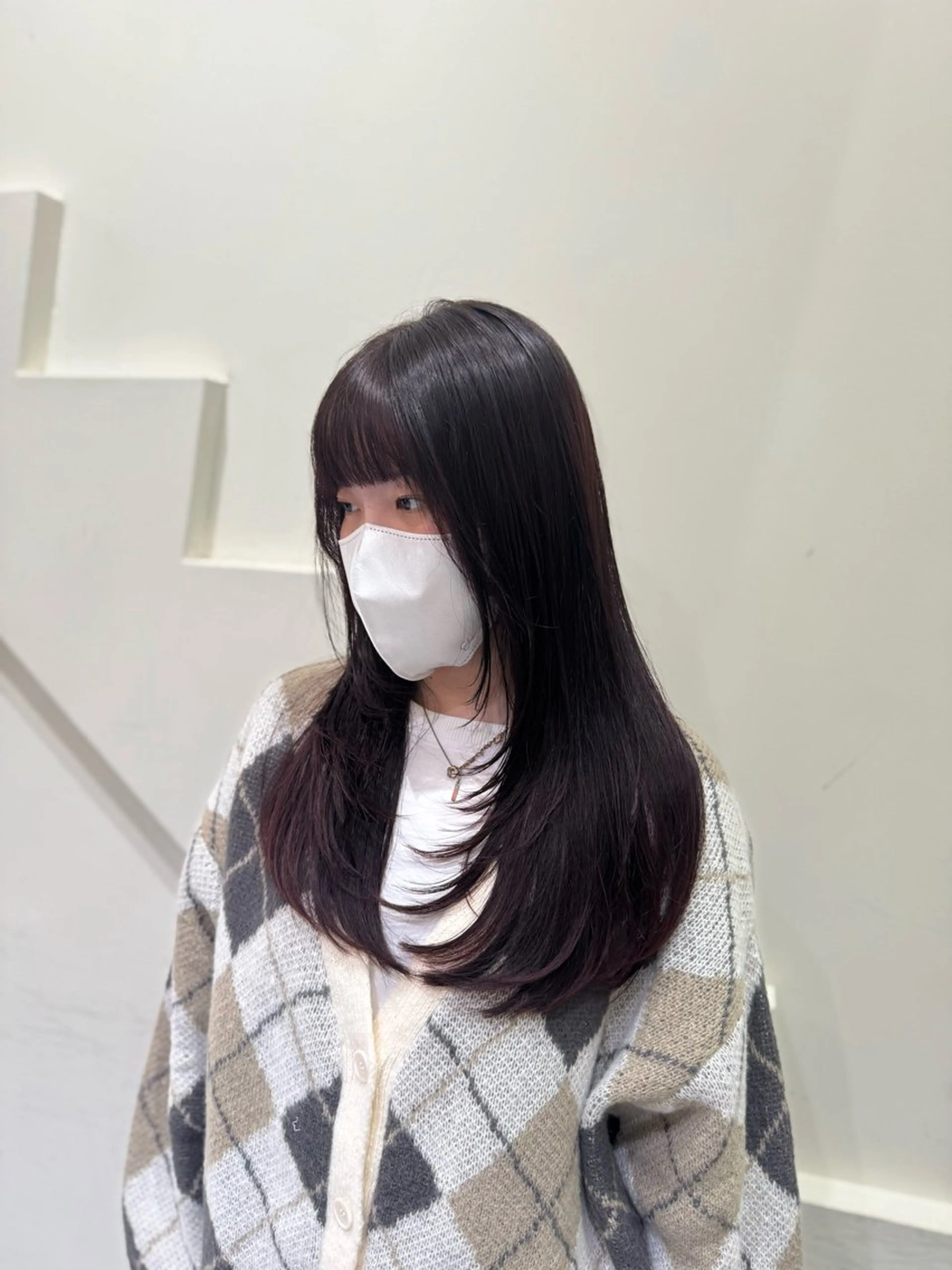 ロング カット ヘアカラー トリートメント 透明感カラー/顔周り カット/レイヤーにかのヘアスタイル