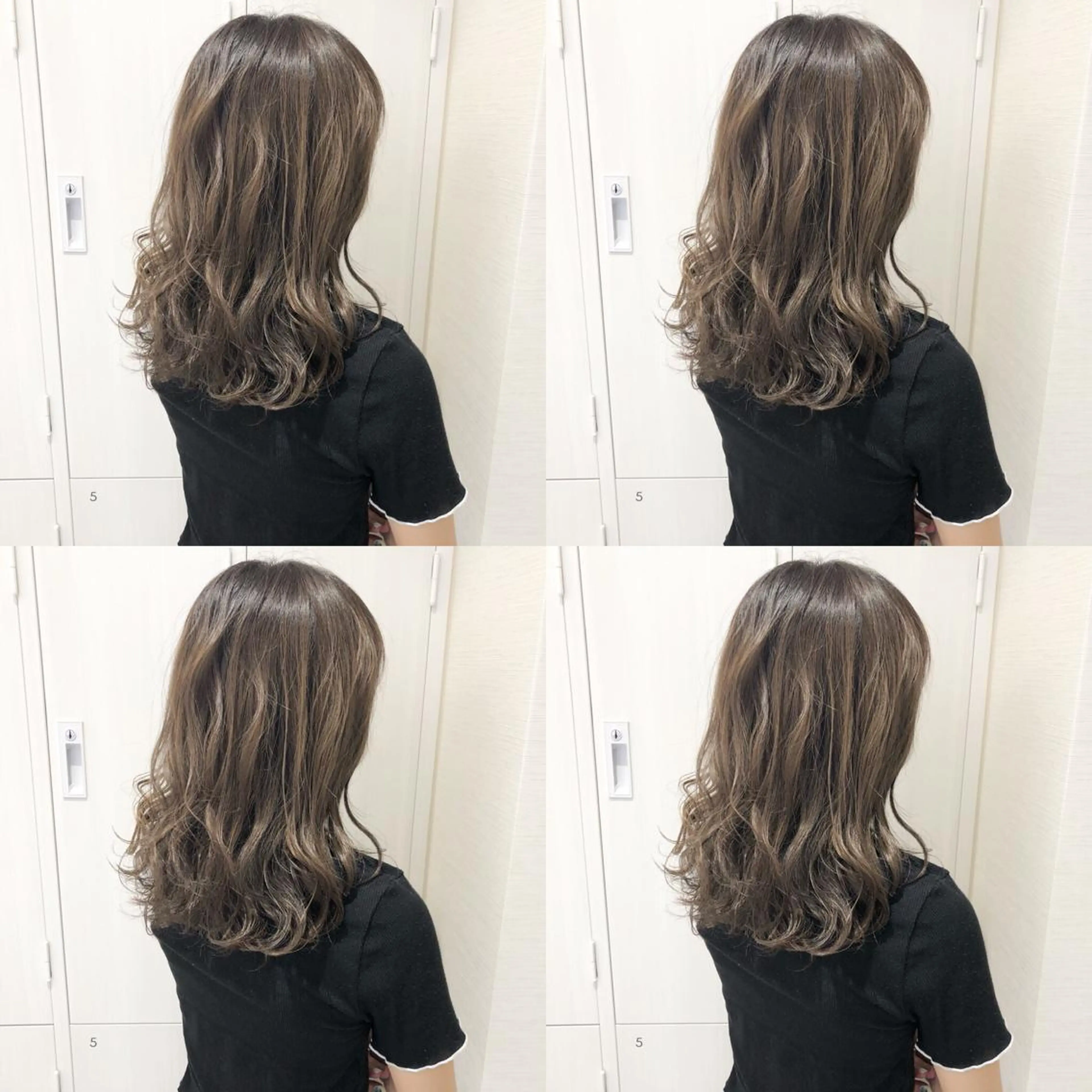 セミロング カラー アディクシーカラー アッシュ バレイヤージュ ベージュカラー 透明感カラー レイヤー/韓国/ 顔周り/しんやのヘアスタイル