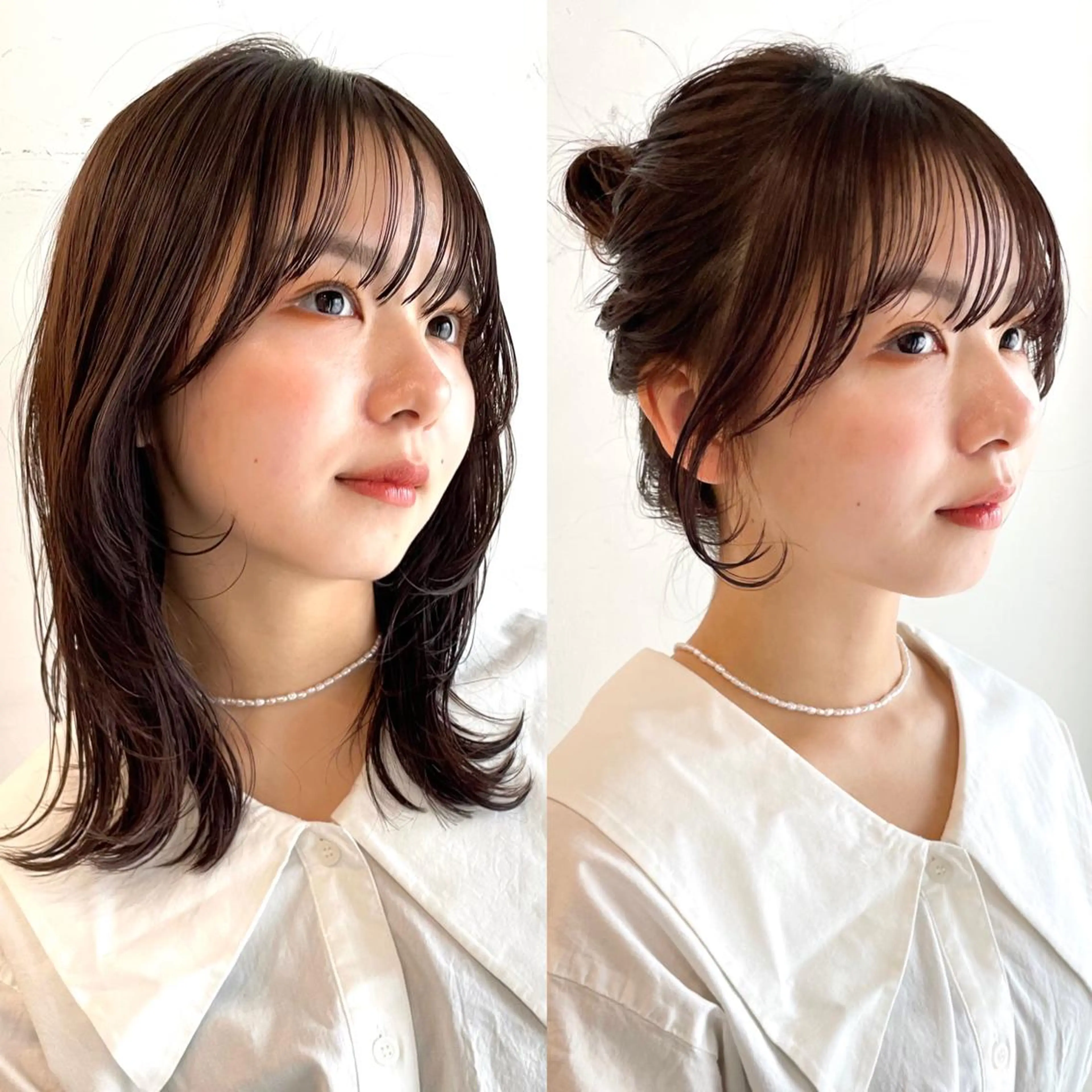 ミディアム カラー 顔まわりレイヤー レイヤーカット カット ヘアカラー OAK 学芸大学所属・秋葉萌　透明感カラー /レイヤー/ボブ♡のヘアスタイル