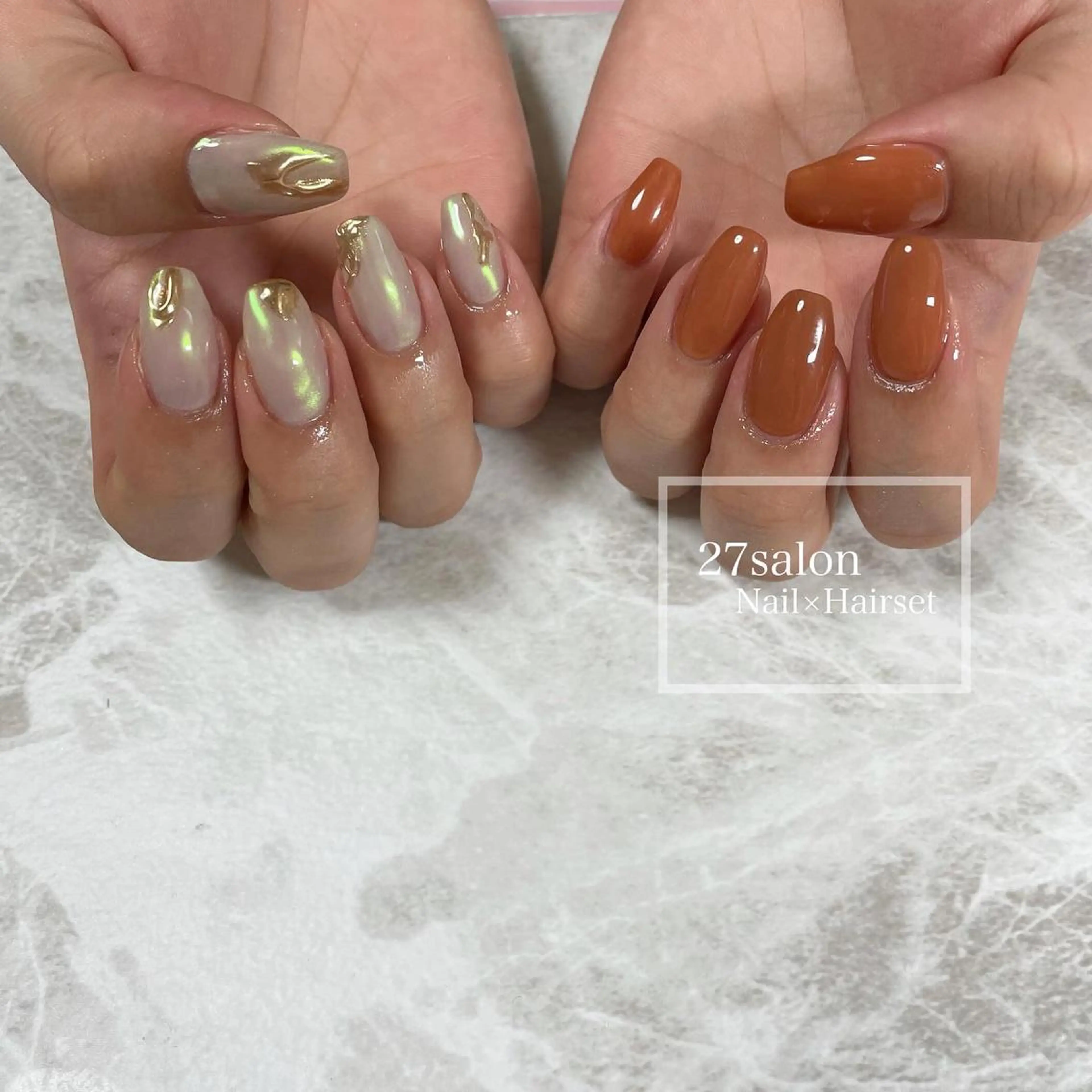 ネイル アートネイル オーロラネイル ミラーネイル 27salon yuinaのネイルデザイン