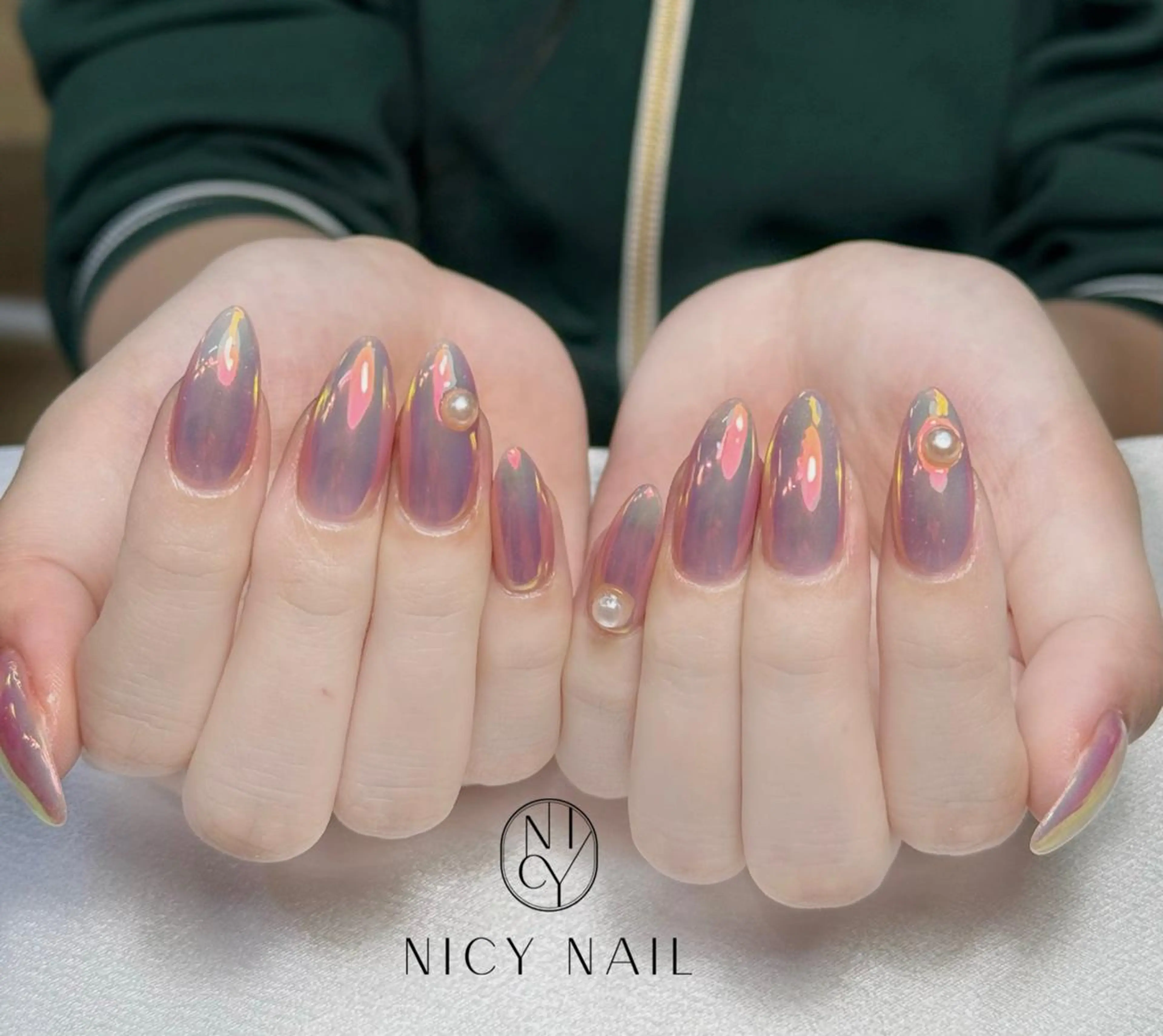 ネイル アートネイル オーロラネイル ブルー チークネイル フットネイル ハンドネイル Anna_ Nicy Nailのネイルデザイン