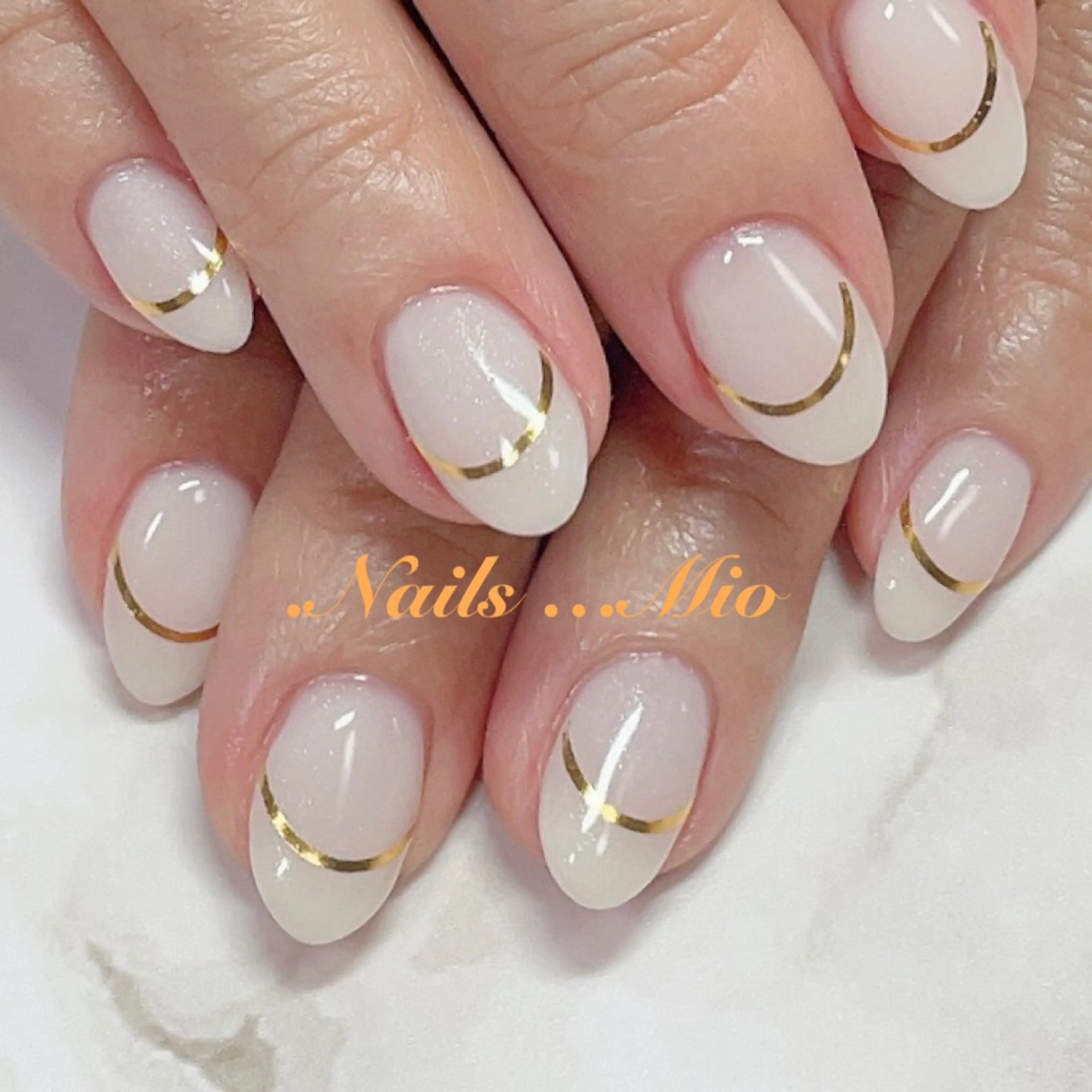 ネイル フレンチネイル ジェルネイル ゴールド ワンカラーネイル .Nails Mio 赤羽西ネイルサロンのネイルデザイン