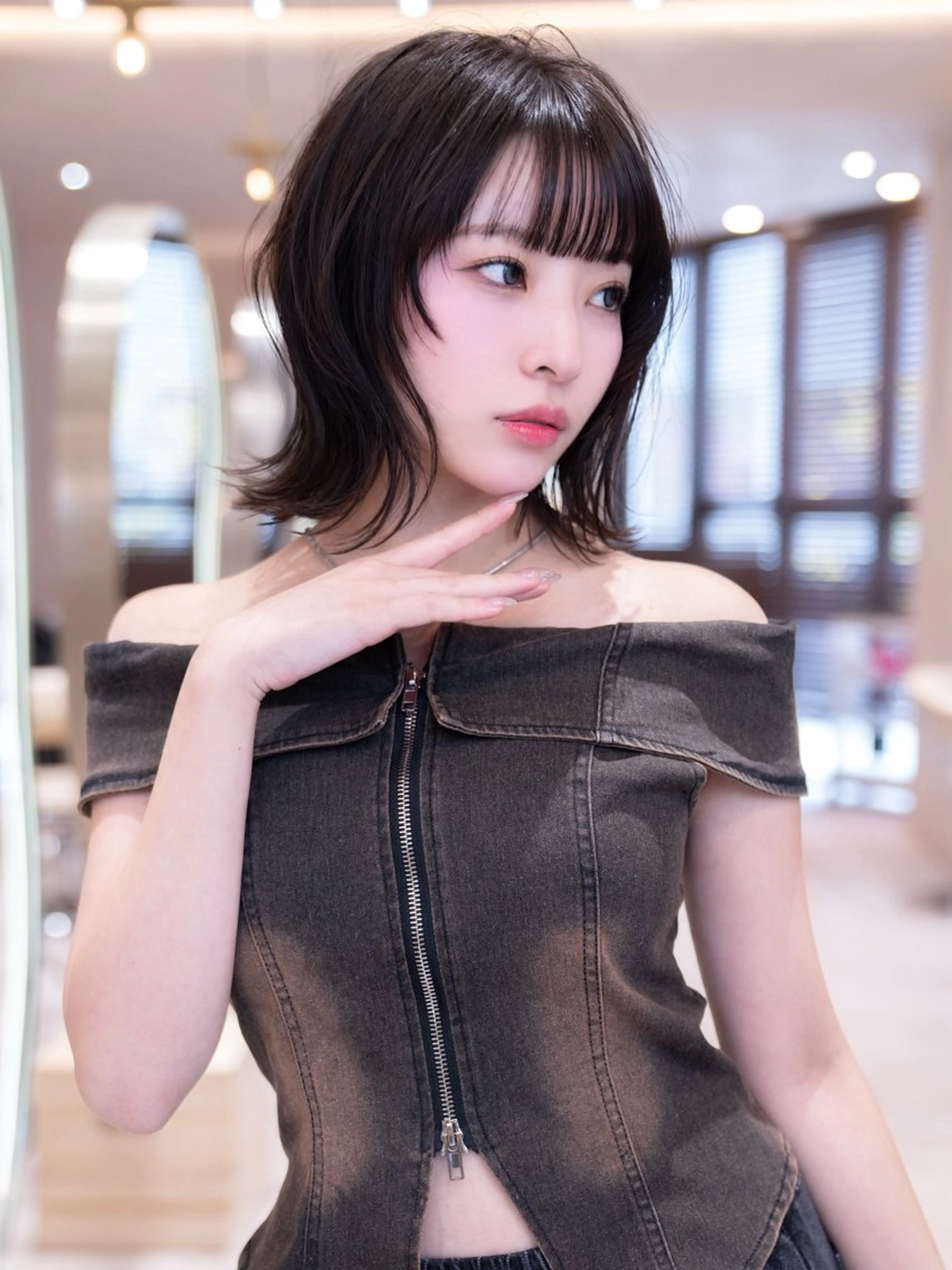 ミディアム カラー カット ヘアカラー トリートメント 渋谷/レイヤーボブ・ 韓国ボブ特化/楓のヘアスタイル