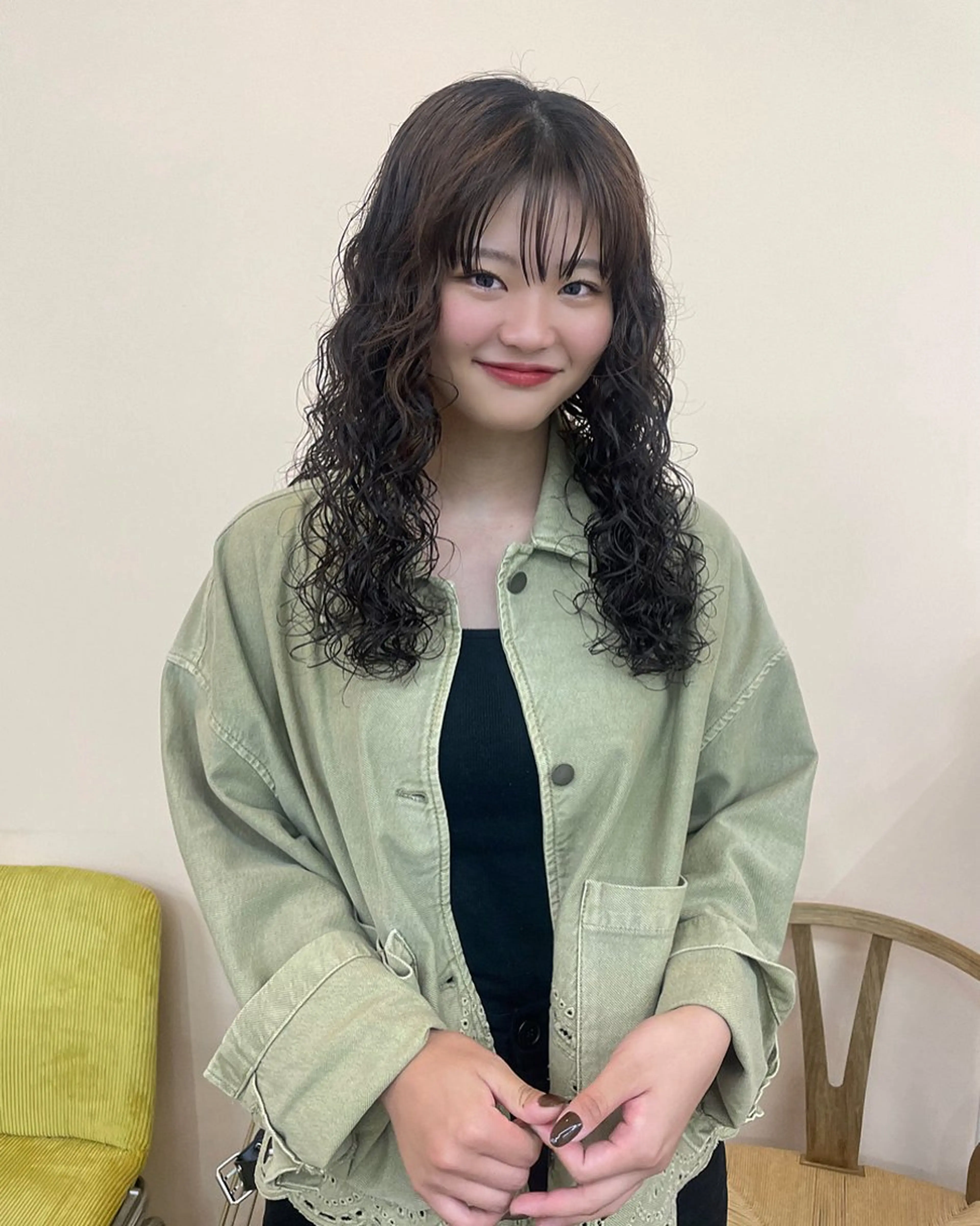 ロング パーマ カットモデル/ ハイトーン/ゆうあのヘアスタイル