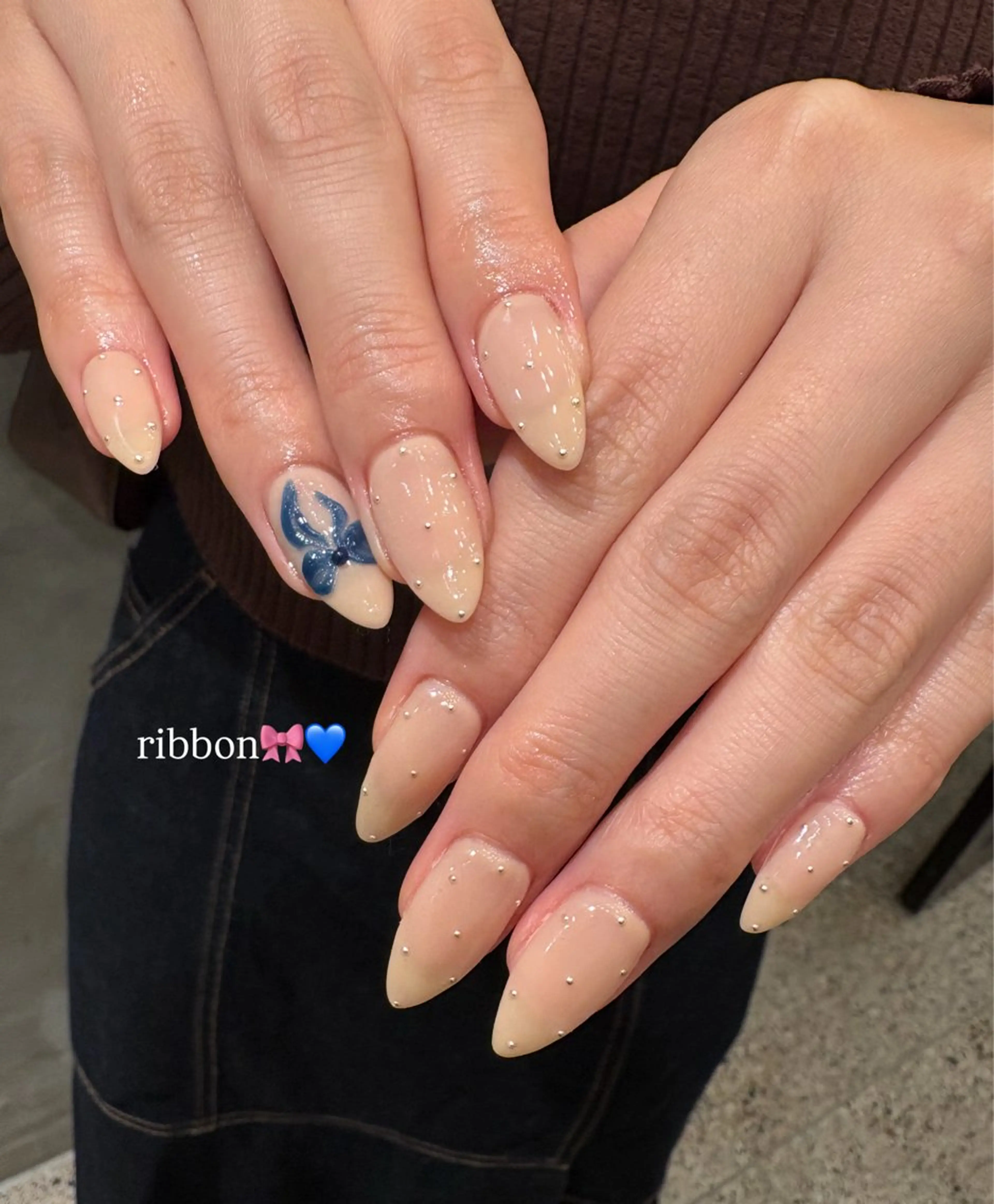 ネイル ぷっくりネイル リボン ハンドネイル She nail studio 原宿所属・パラジェル有/ スカルプ/mahoのネイルデザイン