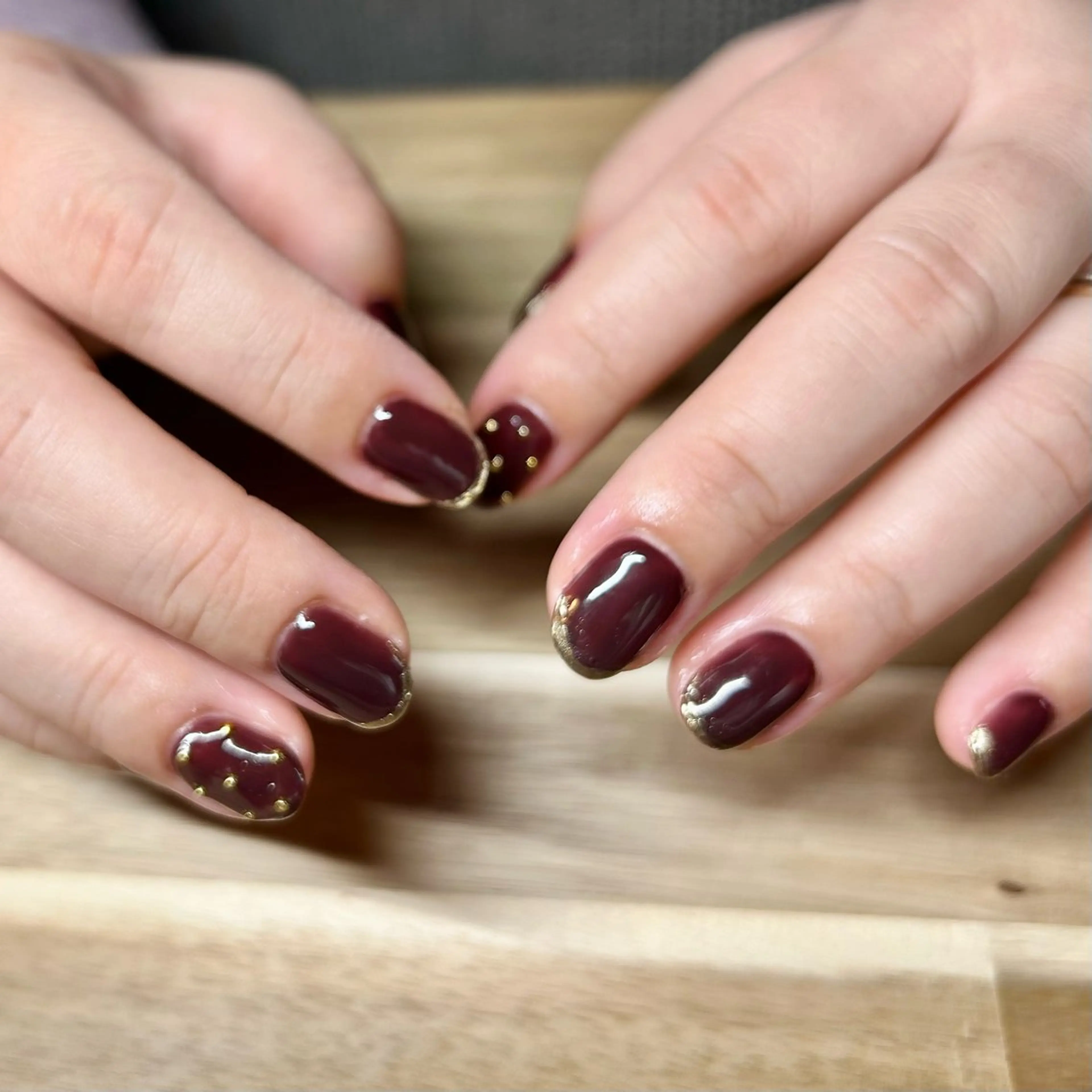 ネイル ブラウン フレンチネイル ミラーネイル nailsalon kiii'sのネイルデザイン