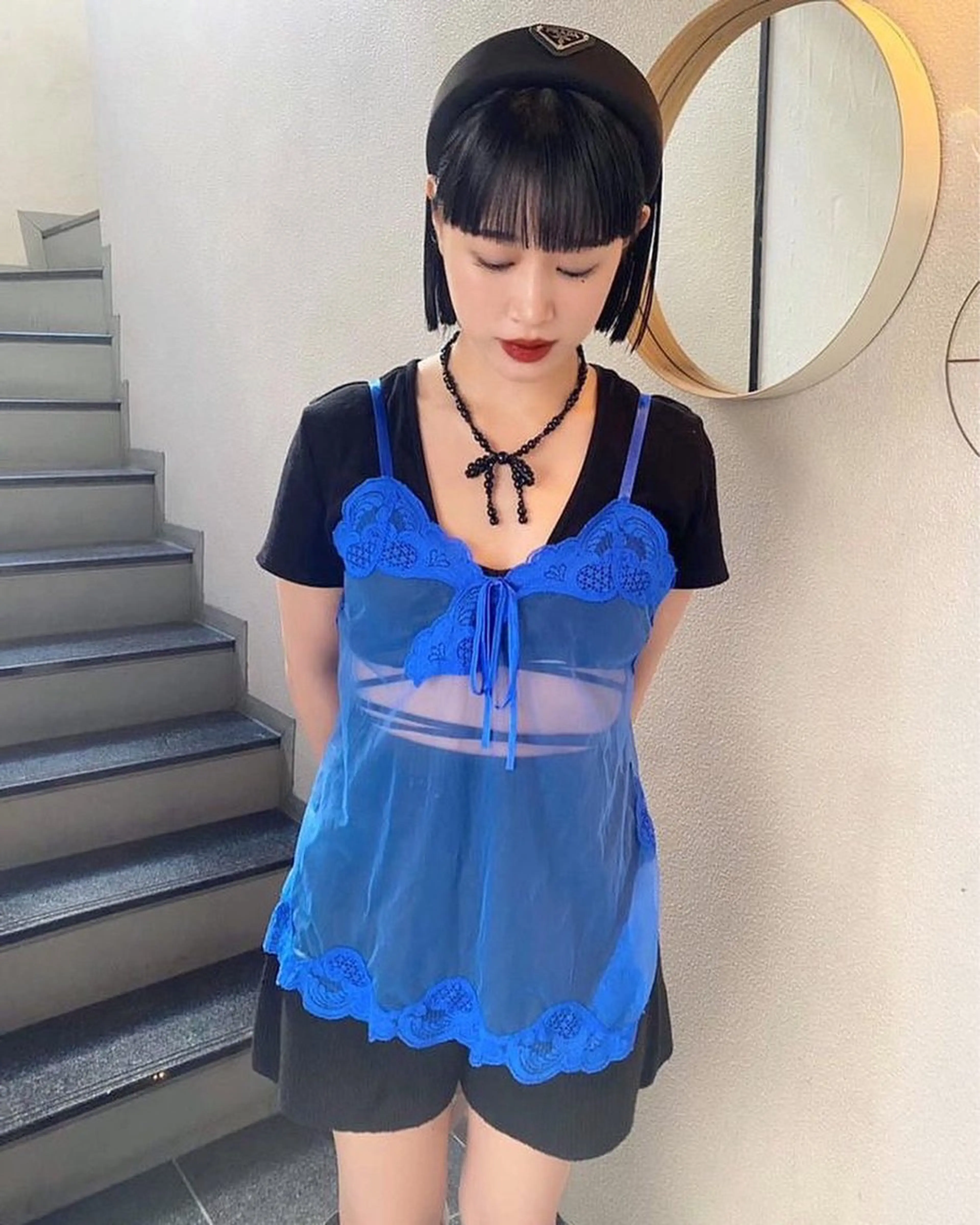 ショート ボブ ワイドバング 福田 千紗のヘアスタイル