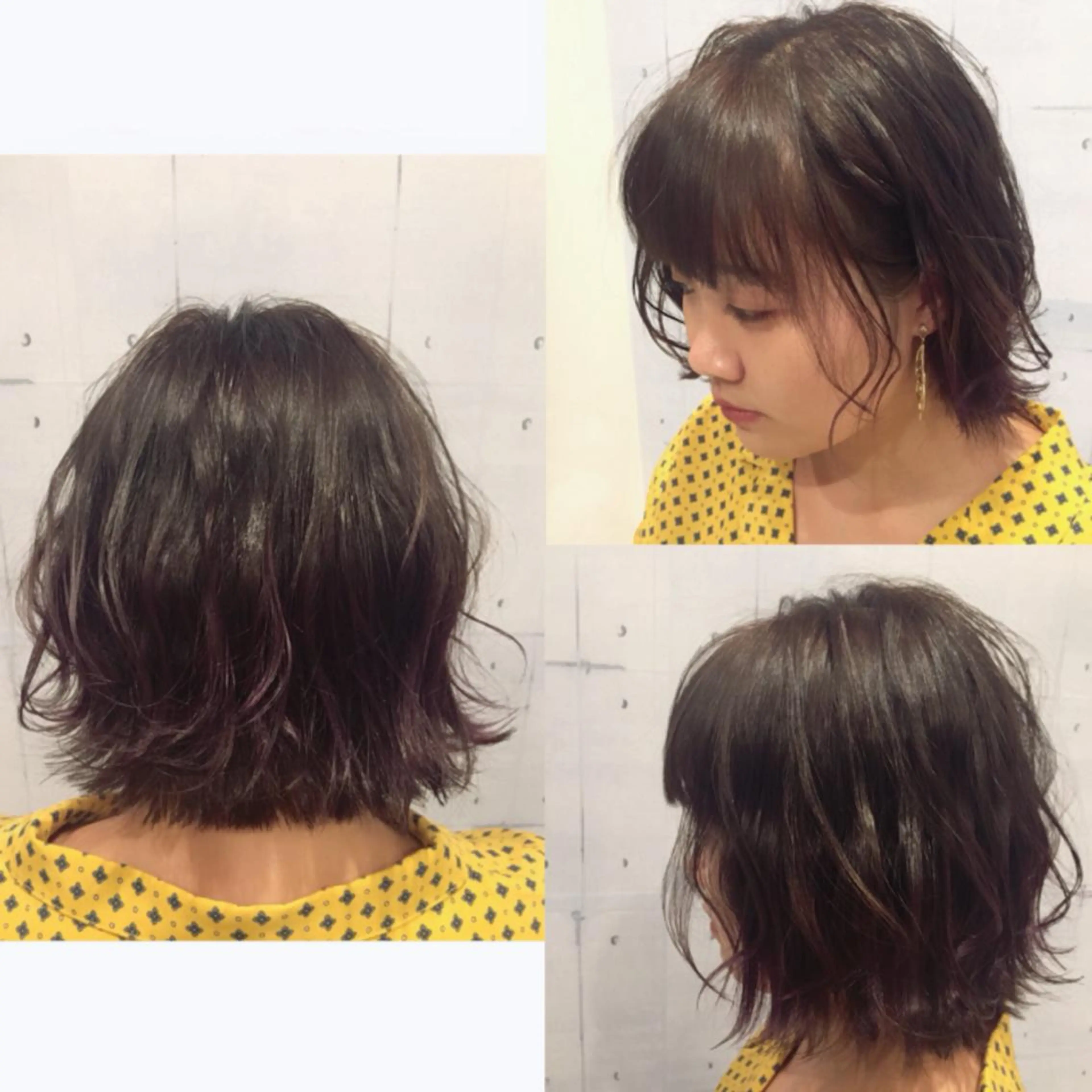 ショート カラー 切りっぱなしボブ グラデーションカラー バイオレットカラー ボブ 韓・中華美女ヘア 🇰🇷×🇨🇳のヘアスタイル