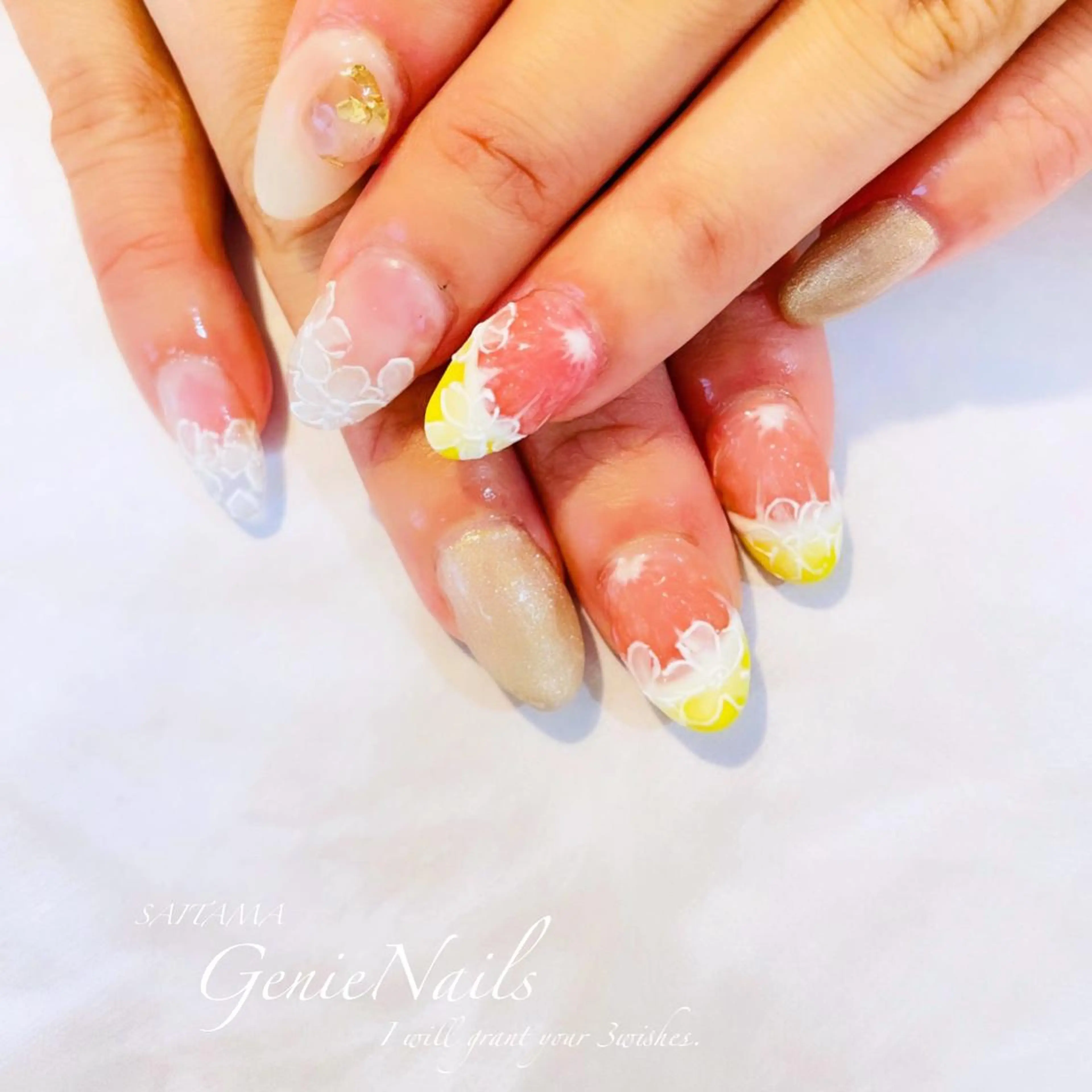 メンズ ネイル フットネイル ミラーネイル ニュアンスネイル ショートネイル Genie Nailsのネイルデザイン